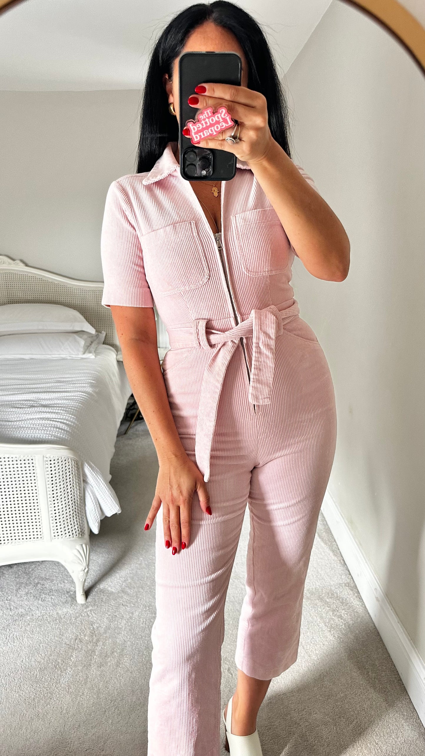 & other stories light pink rose corduroy jumpsuit playsuit boiler suit small UK 8 vgc