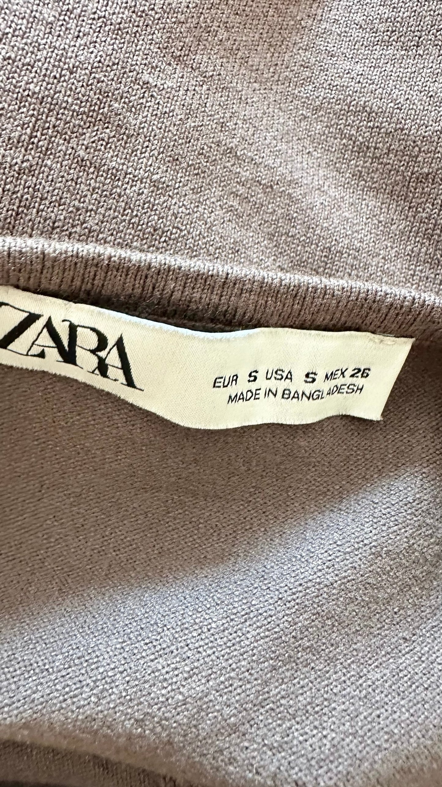 Zara mink twist front bodycon midi dress small S UK 8 vgc