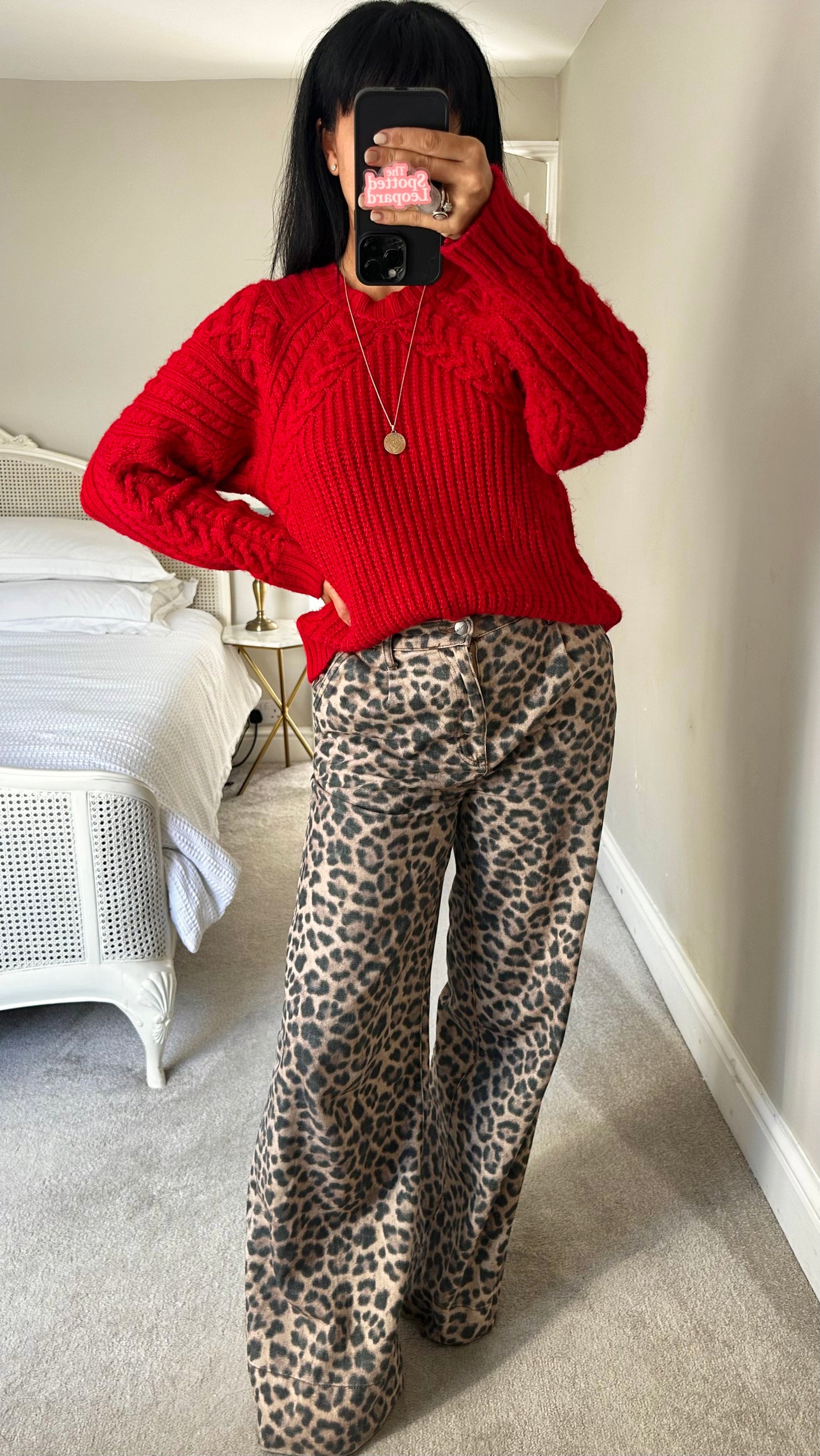 Mango bright red cable knitted jumper medium UK 10-12 vgc