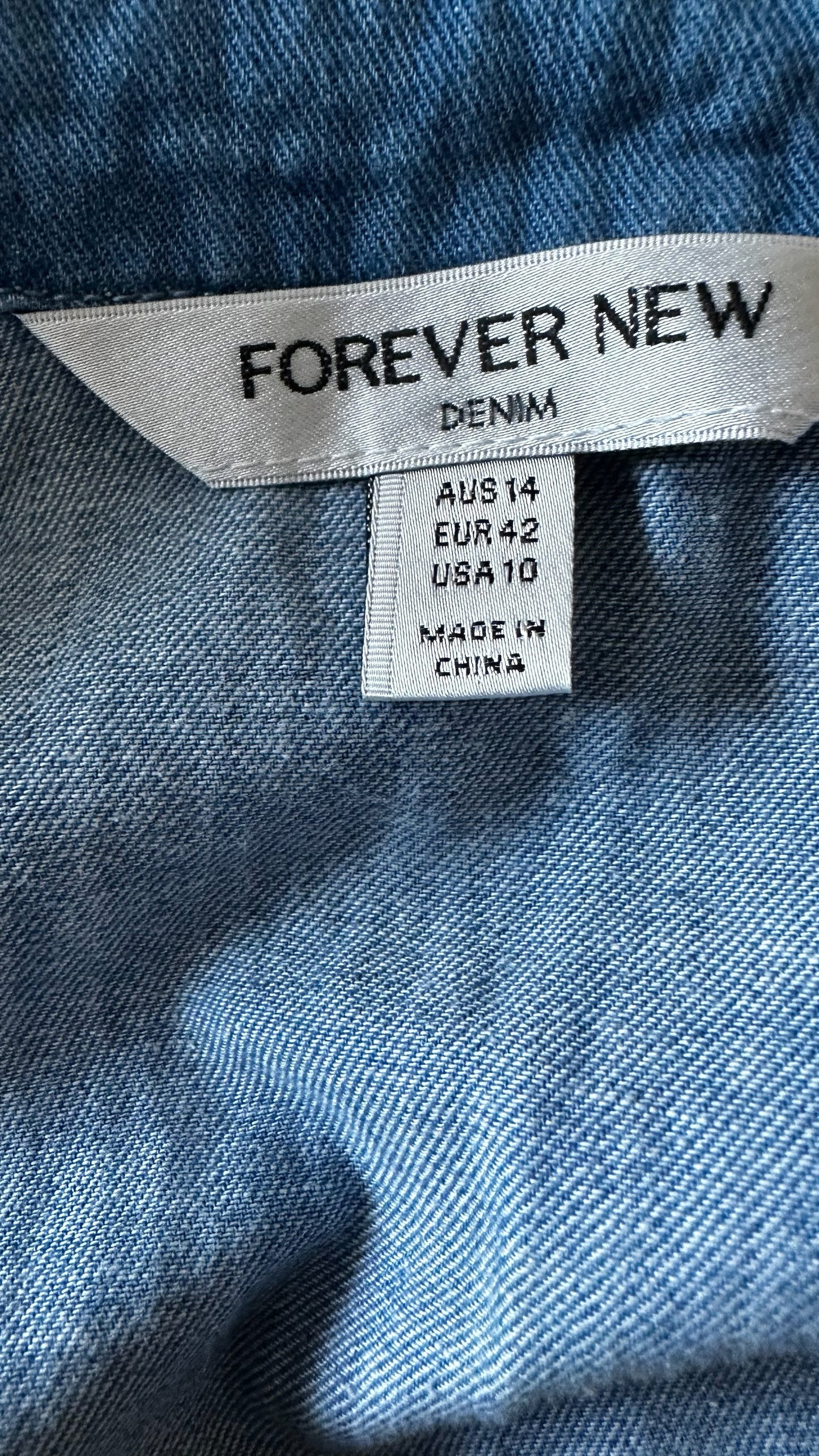 Forever new denim jeans jumpsuit playsuit large UK 14 vgc