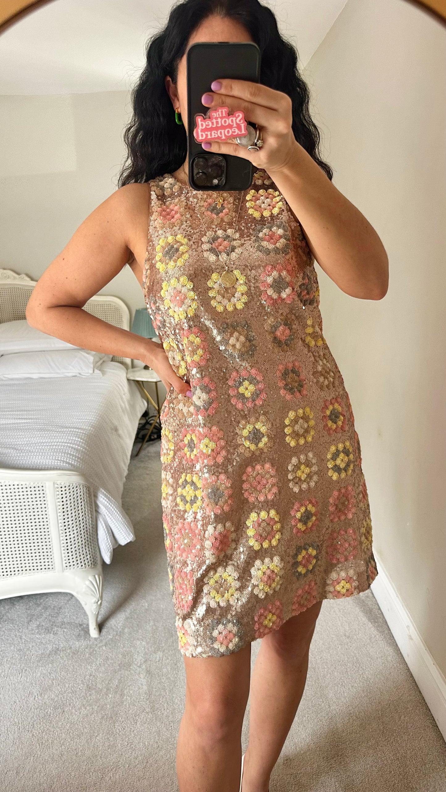 & other stories gold pink sequin event mini dress medium UK 12 new bnwot