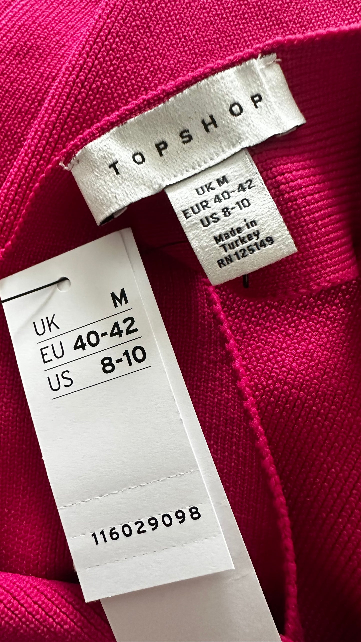 Topshop fuschia pink ribbed evening dress large UK 12 new bnwt XMS25 Christmas event
