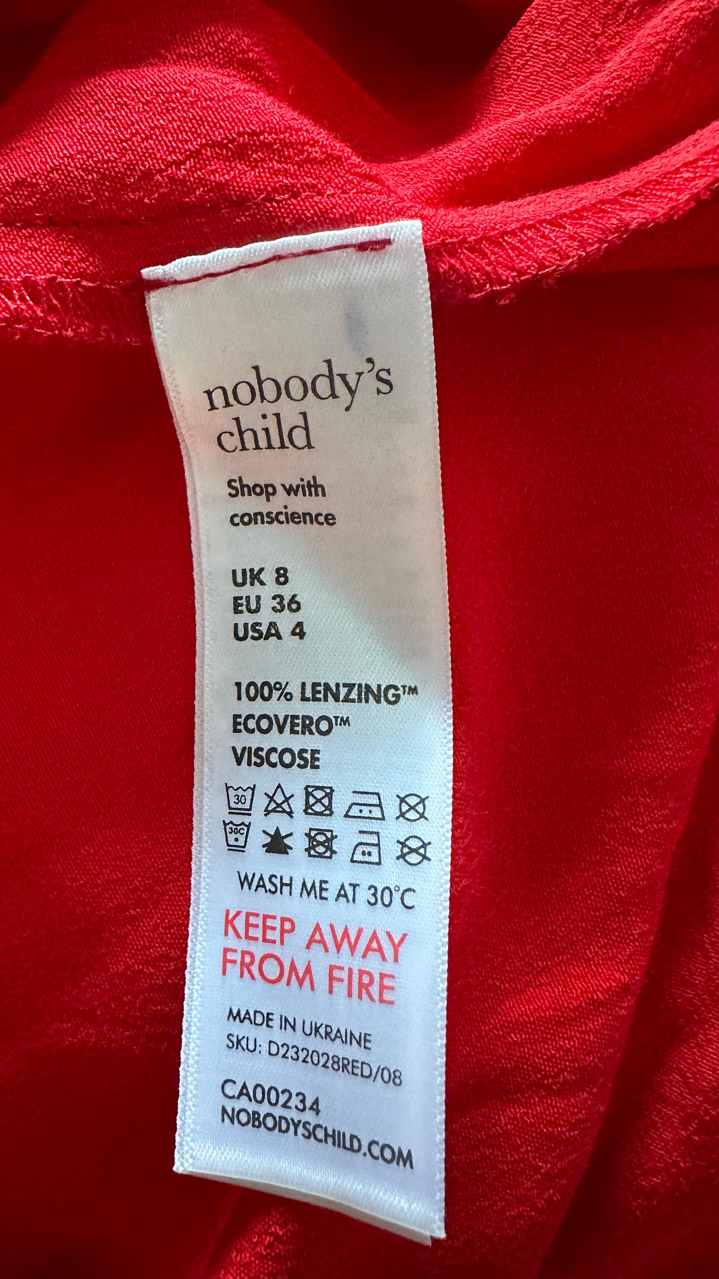 Nobody’s Child bright red maxi midi dress small medium UK 8 10 vgc