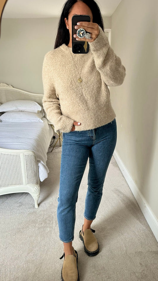 & other stories beige cream alpaca blend knitted wool jumper medium UK 10-12 vgc w25