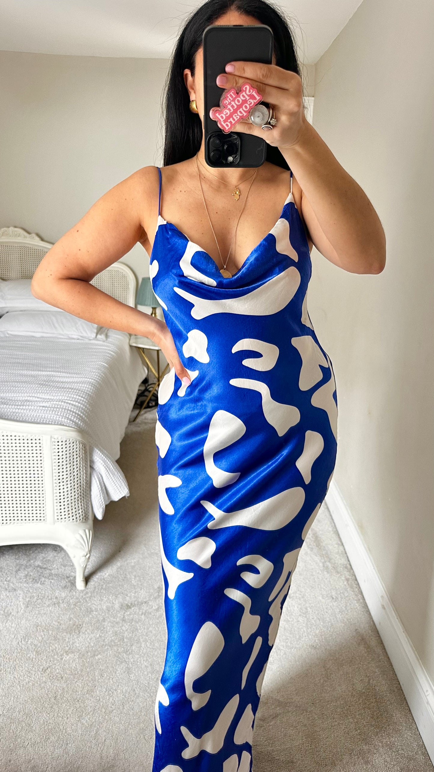 Topshop blue white smidge backless maxi long tall dress small UK 10 holiday vgc
