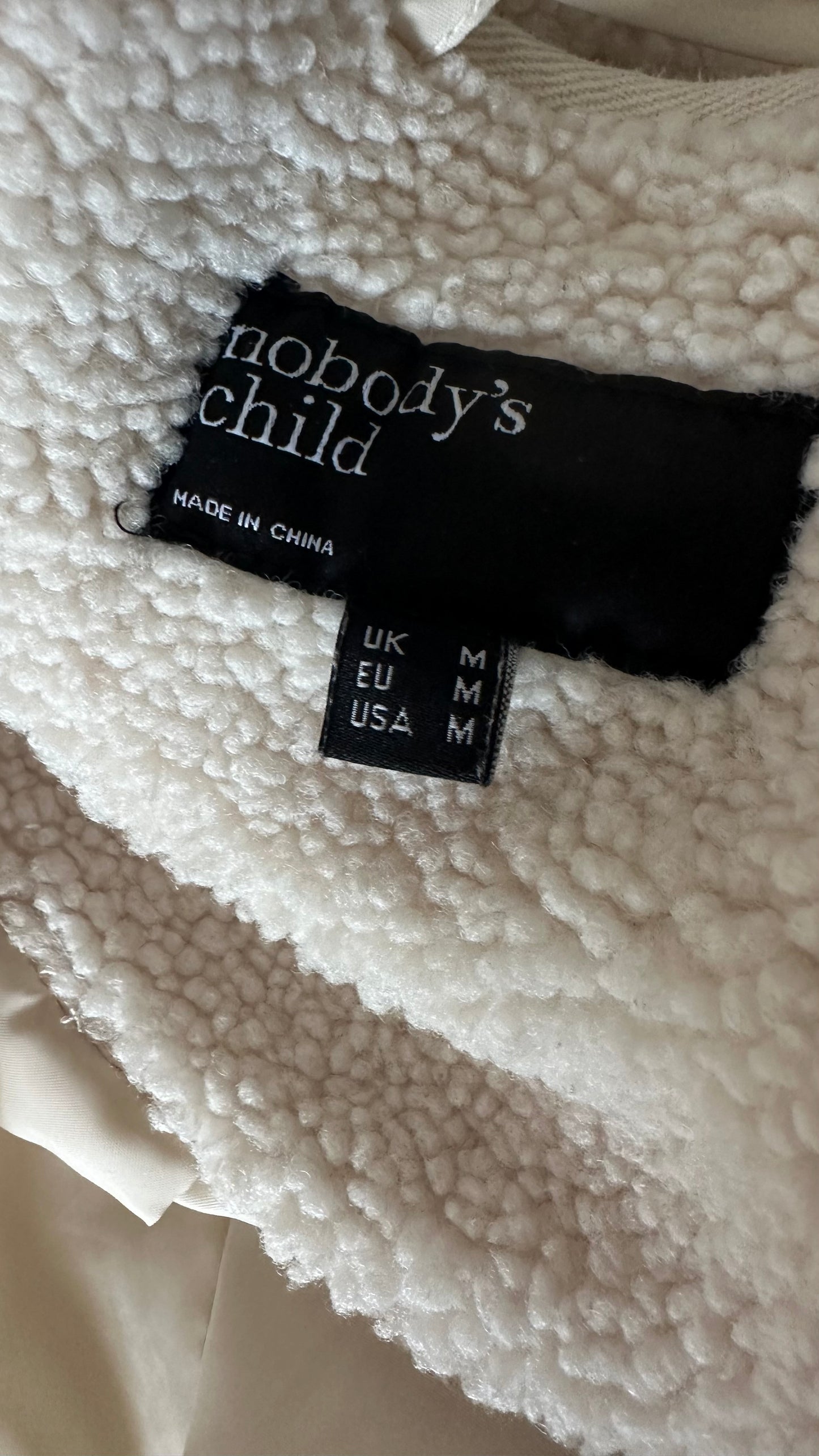 Nobody’s Child cream teddy Borg coat jacket medium UK 12-14 new