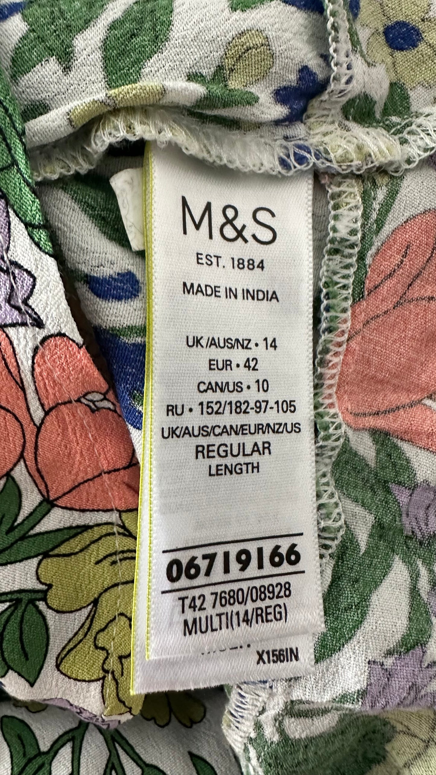 M&S Marks and Spencer lilac coral green white mid length dress UK 14 extra large vgc