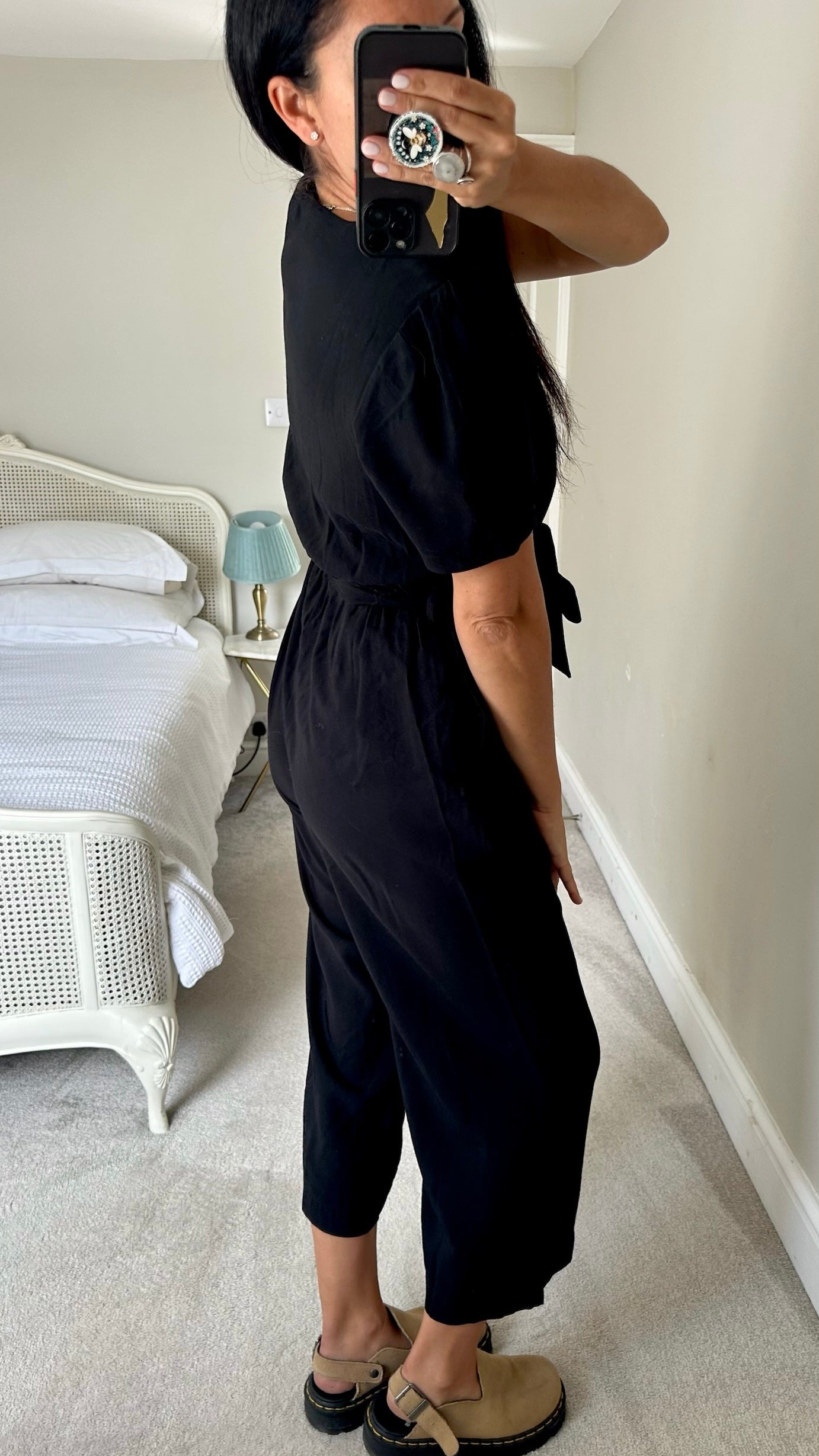 Oliver Bonas black tiewaist jumpsuit trouser suit medium M UK 10 excellent used condition