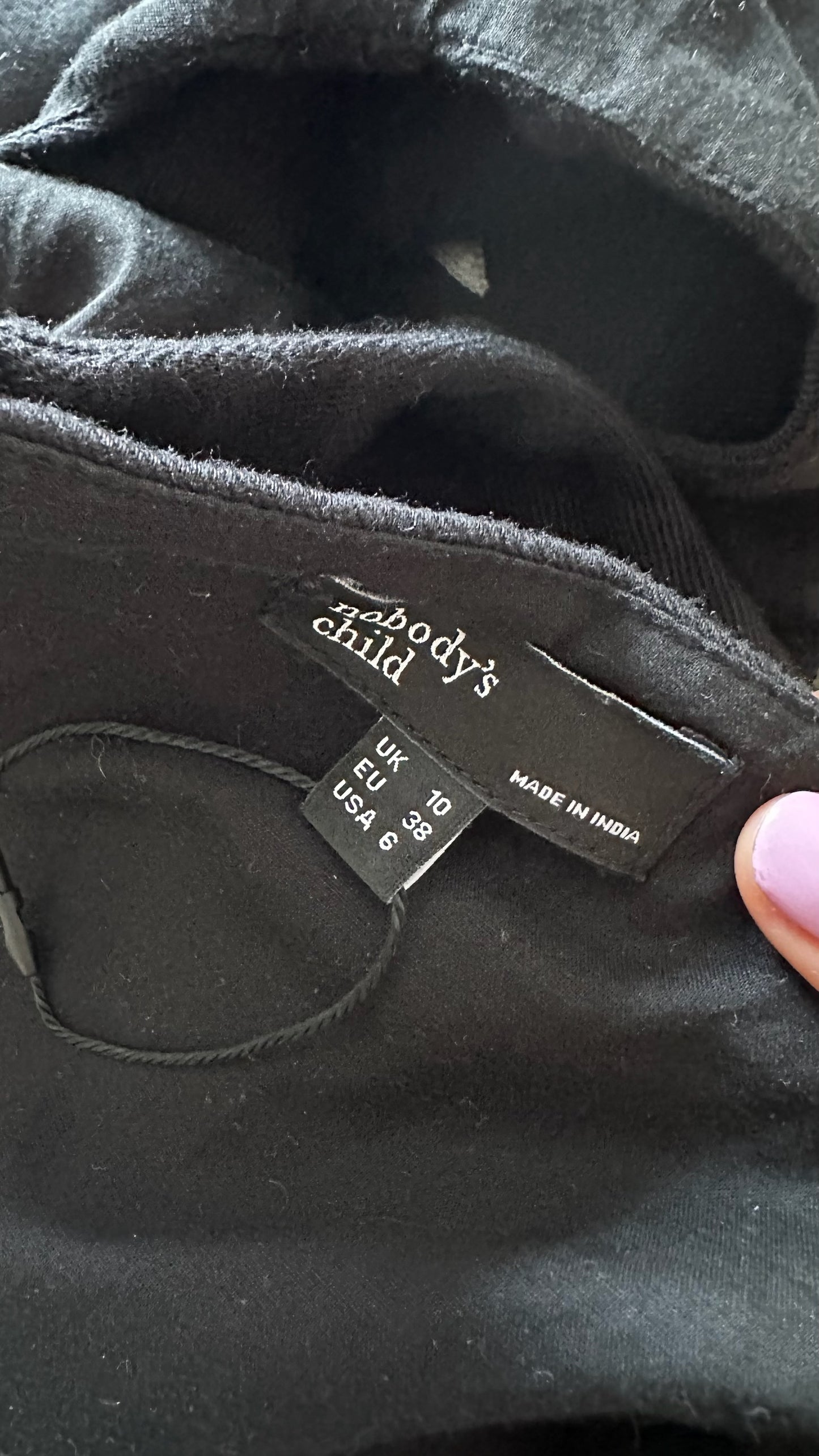 Nobodys child black cotton embroidered waistcoat top small UK 10 vgc