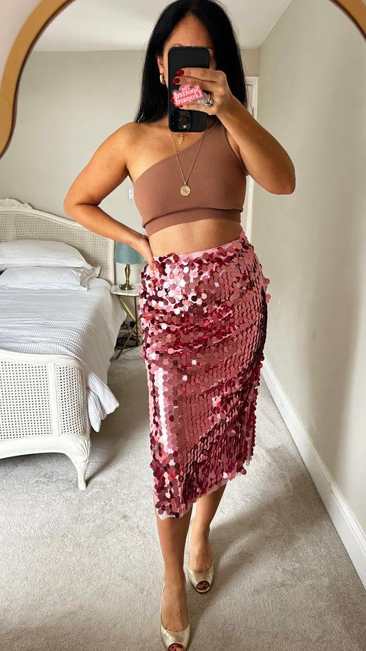 Never Fully Dressed sequin midi skirt small UK 8 vgc event XMS25