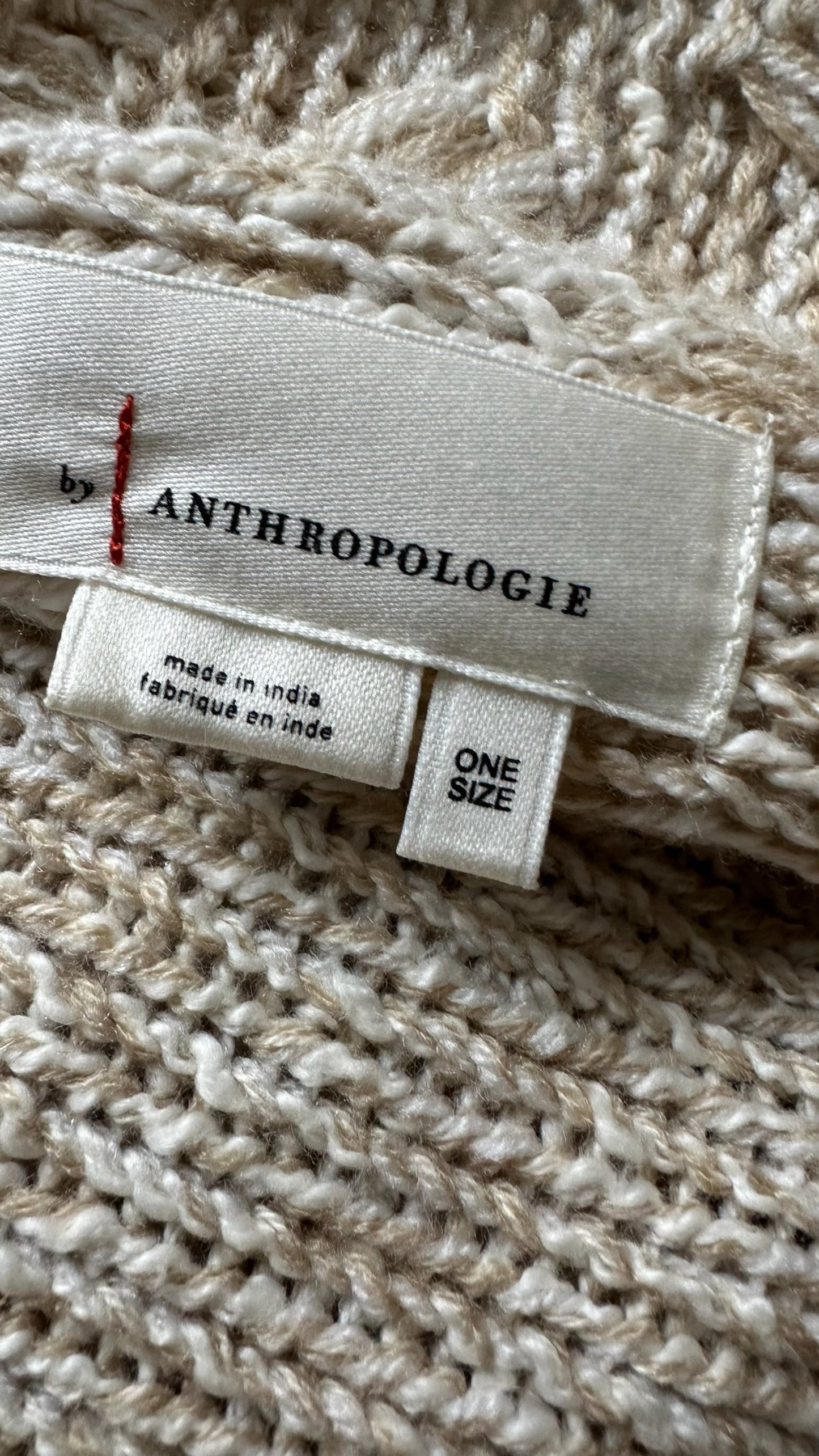 Anthropologie beige caramel boho knitted oversized longline cardigan large UK 12-14 vgc w25