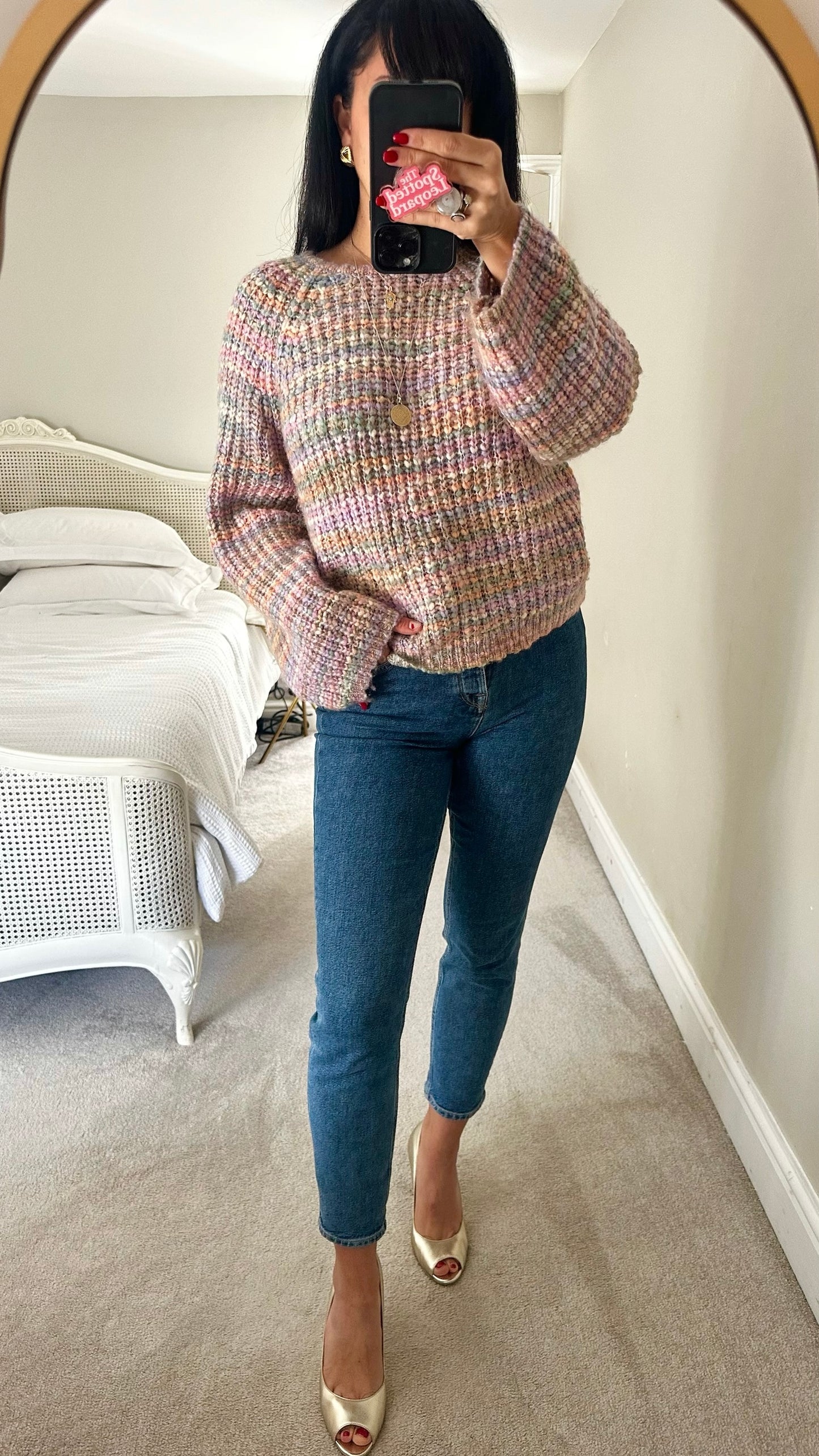 HUSH lilac orange green pink multicolour chunky knit jumper small UK 8-10 vgc XMS25