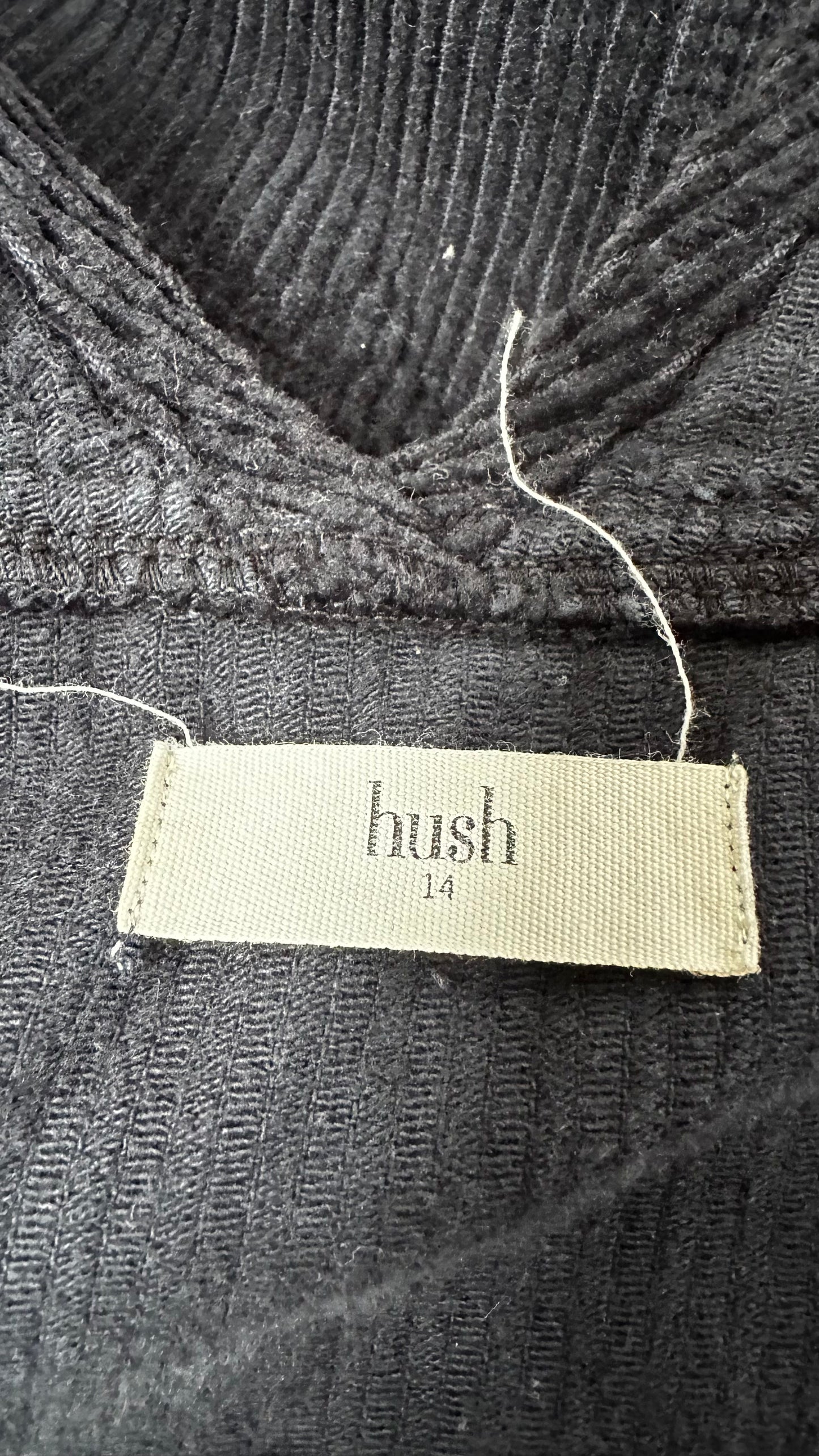 HUSH navy blue black corduroy dungarees jumpsuit trousers medium UK 14 vgc