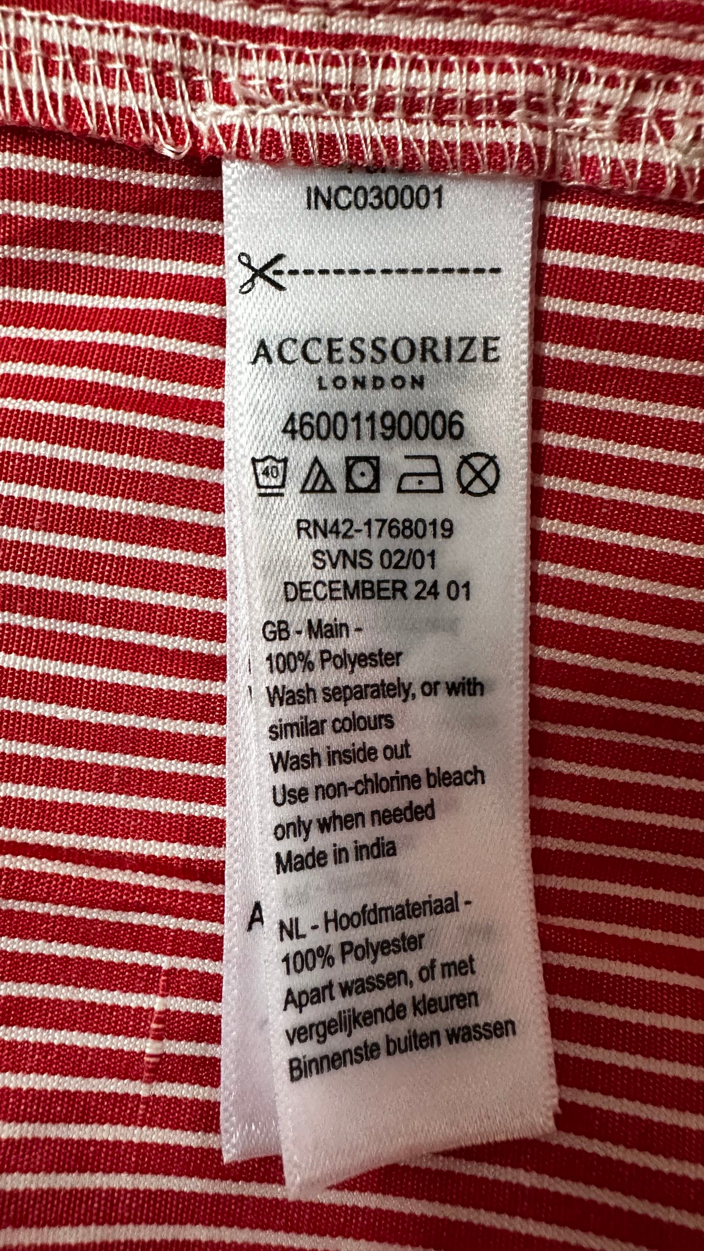 Accessorise red white stripe maxi midi long dress medium UK 14 vgc