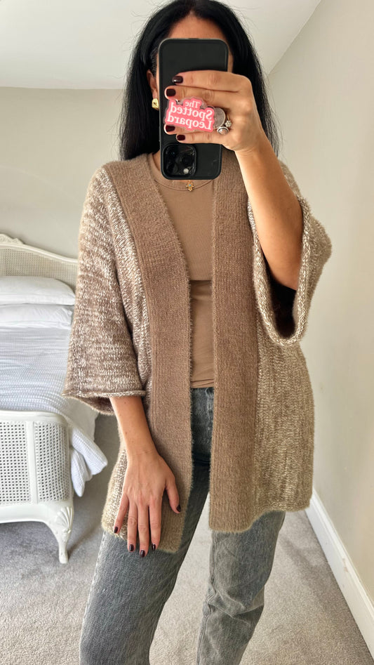 Anthropologie beige cream brown cardigan jumper knitted small medium UK 10 new