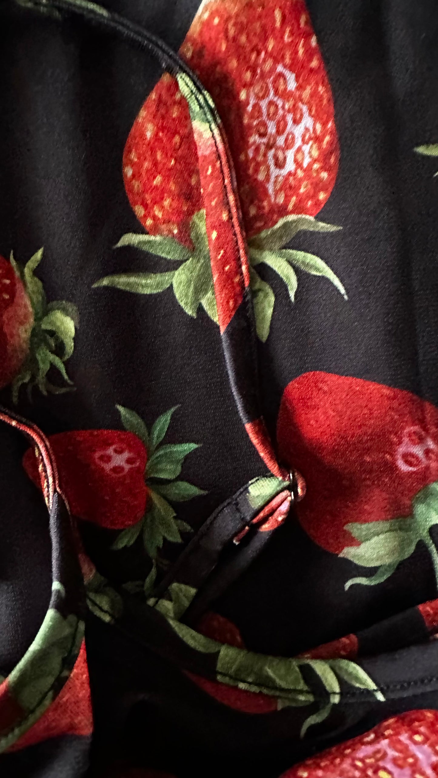 MINGA London @ Urban Outfitters black red strawberry fruit print midi slip dress small UK 8 new bnwt