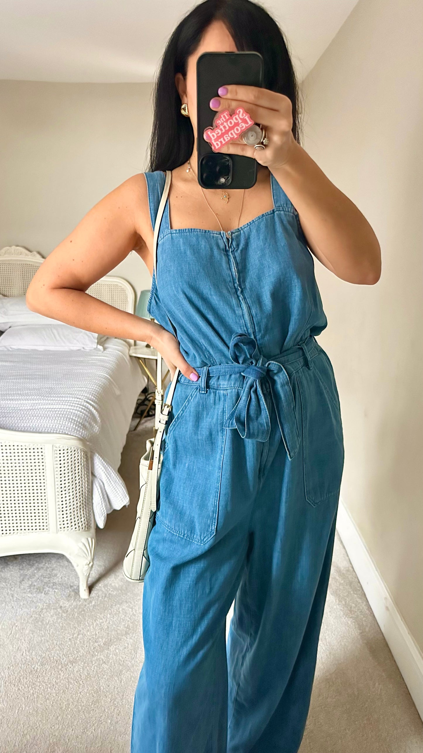 Oliver Bonas blue denim jeans jumpsuit dungarees medium UK 14 vgc