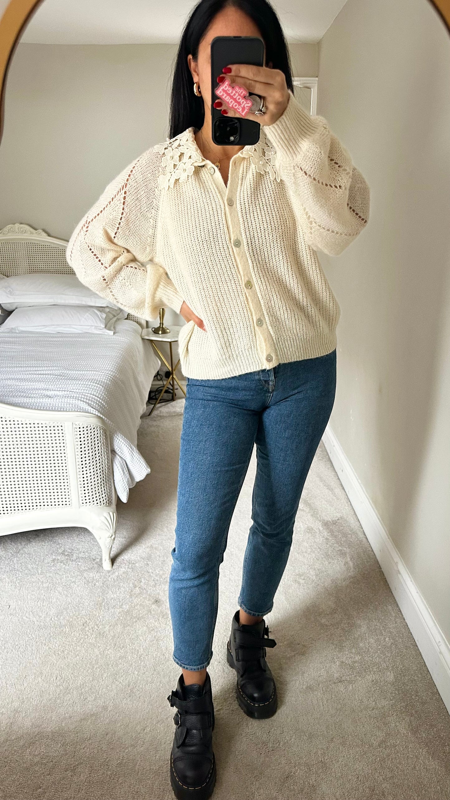 YAS cream white knitted jumper cardigan jumper extra large UK 14 vgc