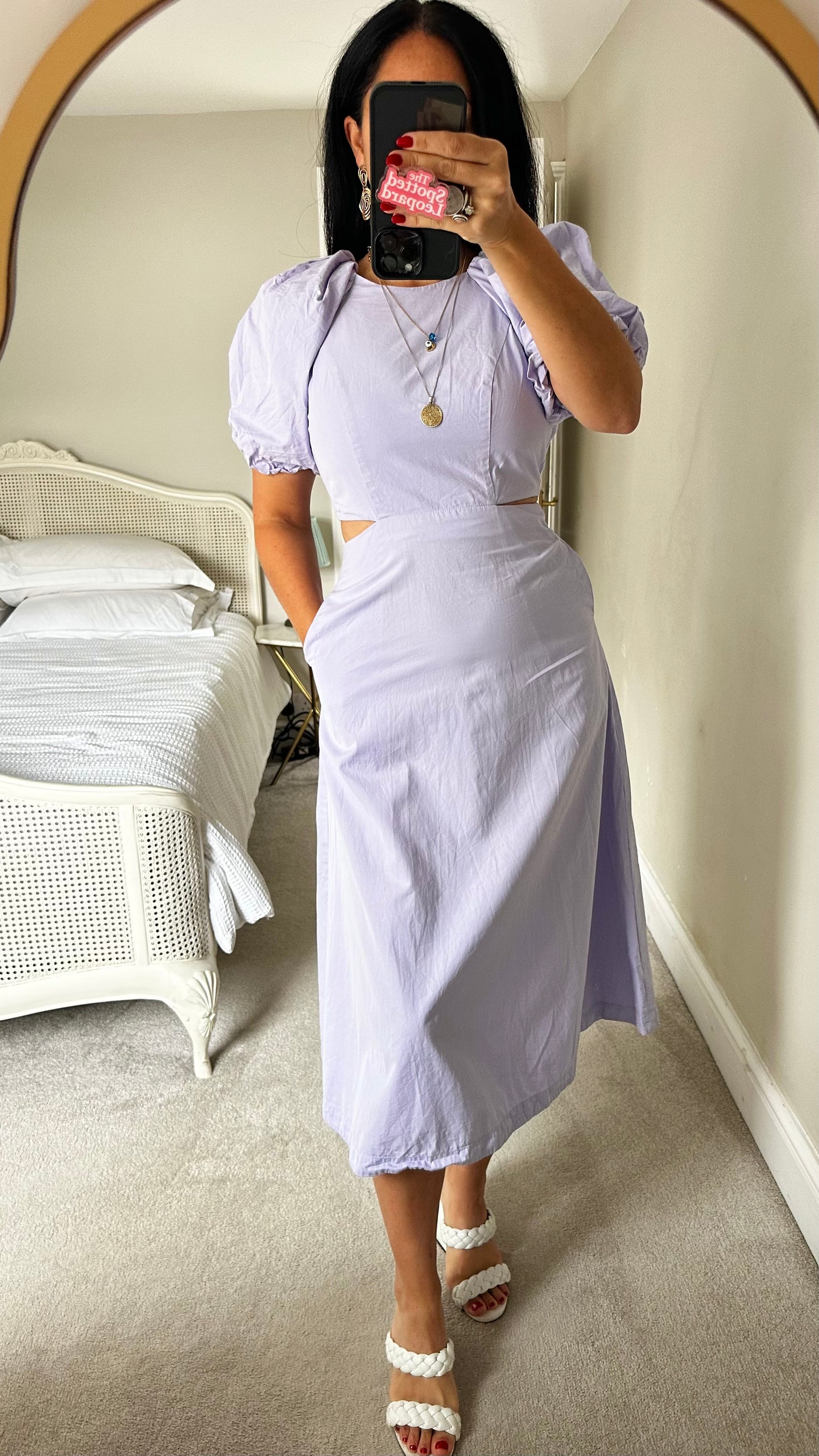 Anthropologie lilac cut out cotton midi long event dress small UK 8 vgc
