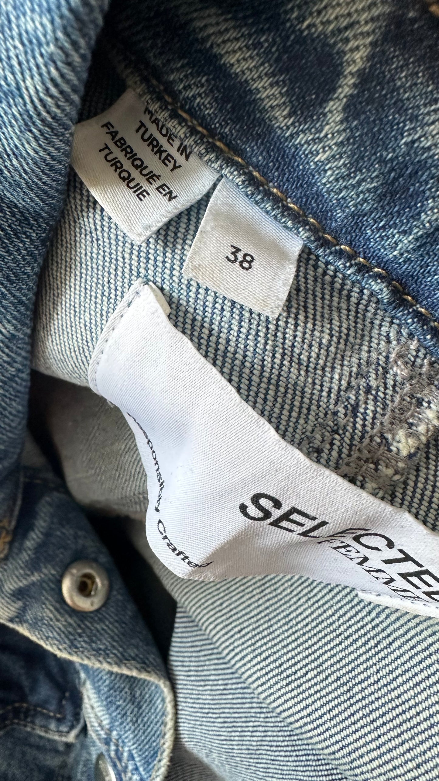 Selected Femme @ Anthropologie light blue denim jeans dress small UK 10 vgc button up