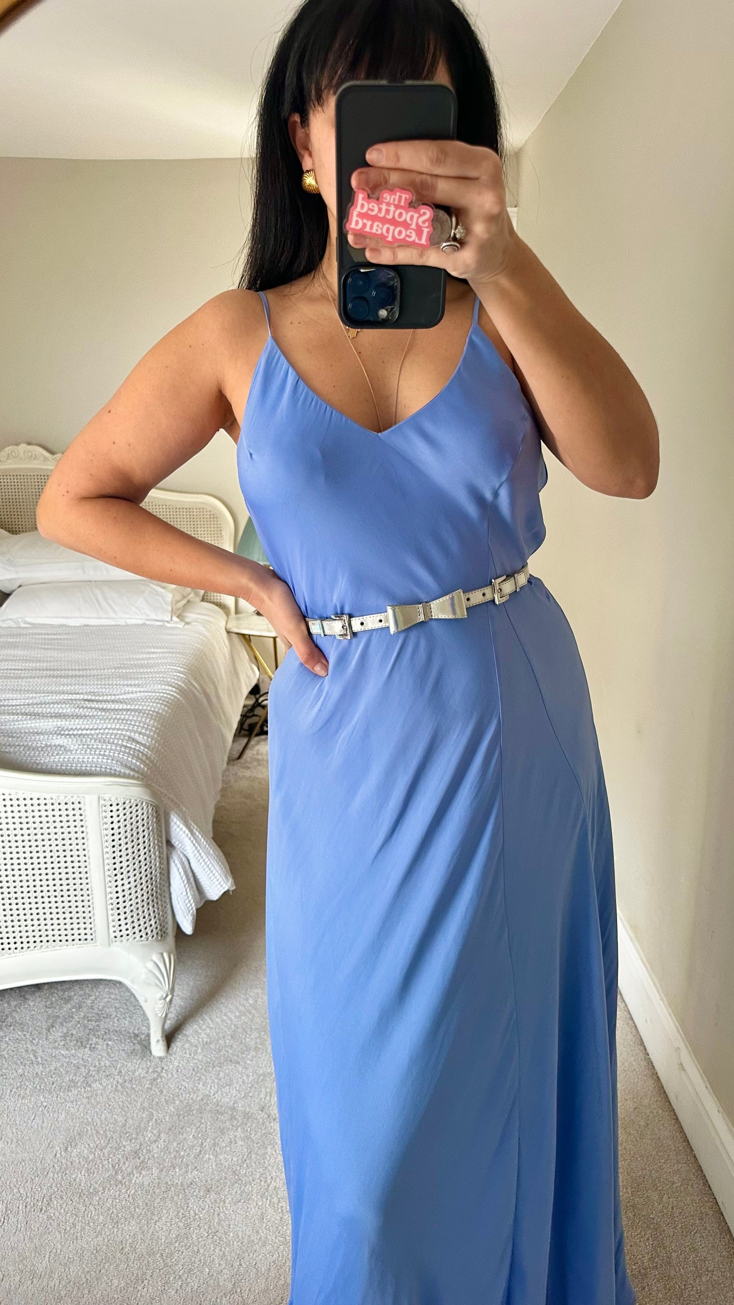 Essentiel Antwerp light blue maxi long dress small /medium UK 10-12 wedding guest event holiday vgc
