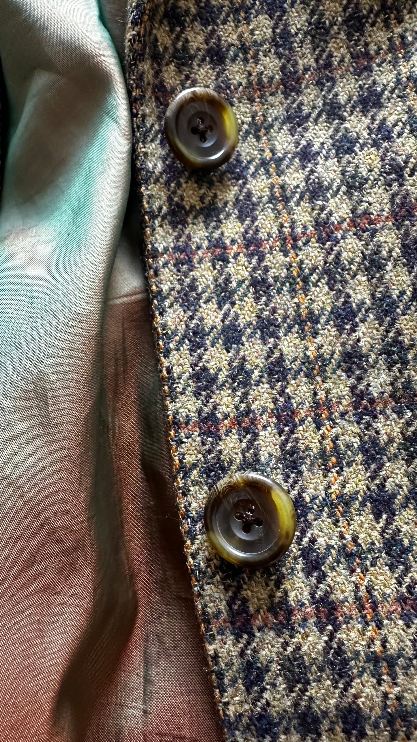 Aquascutum vintage beige brown gingham check blazer jacket small medium 100% wool vgc UK 8-10
