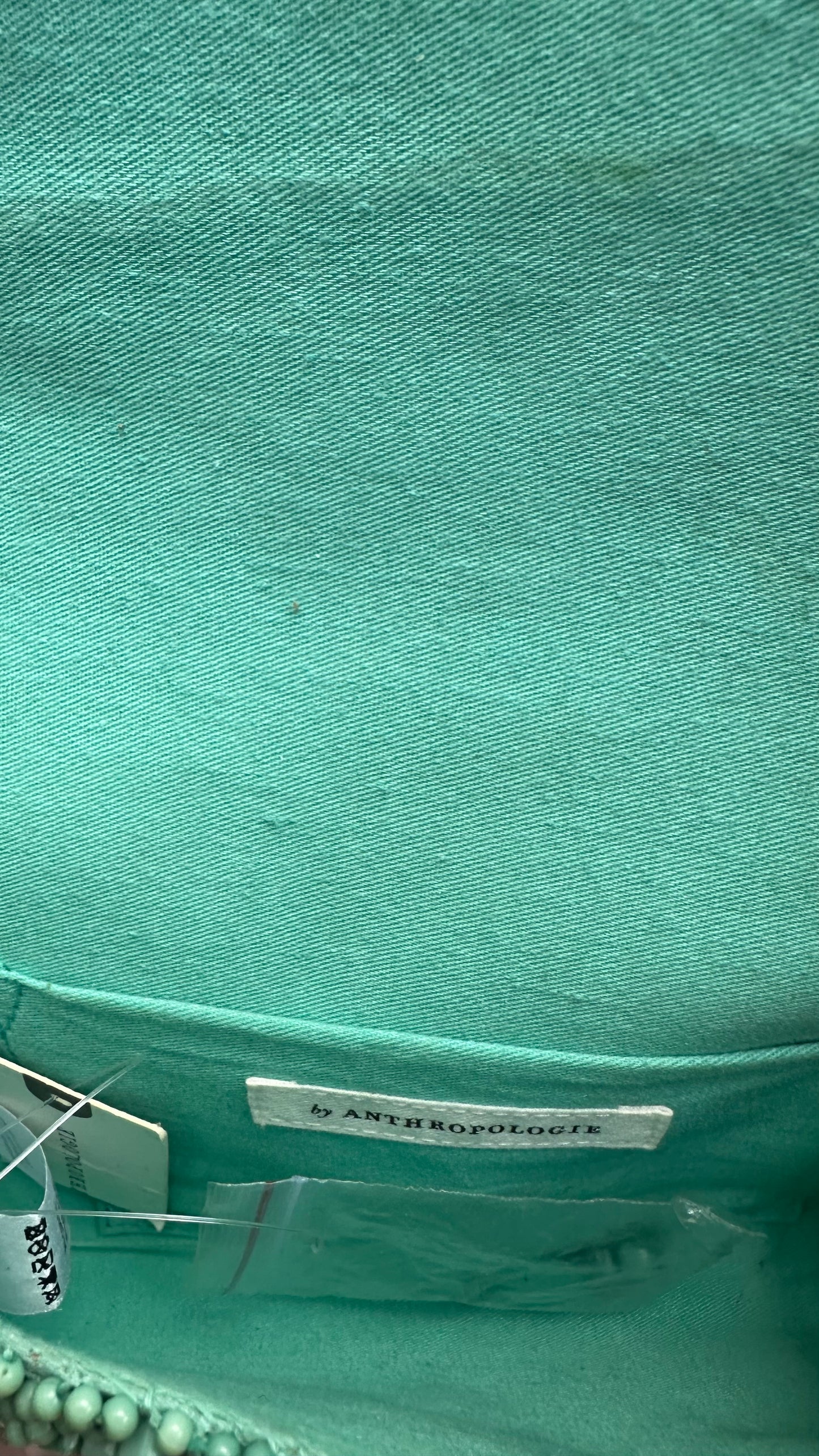 Anthropologie turquoise light green beaded clutch party bag small new bnwt event