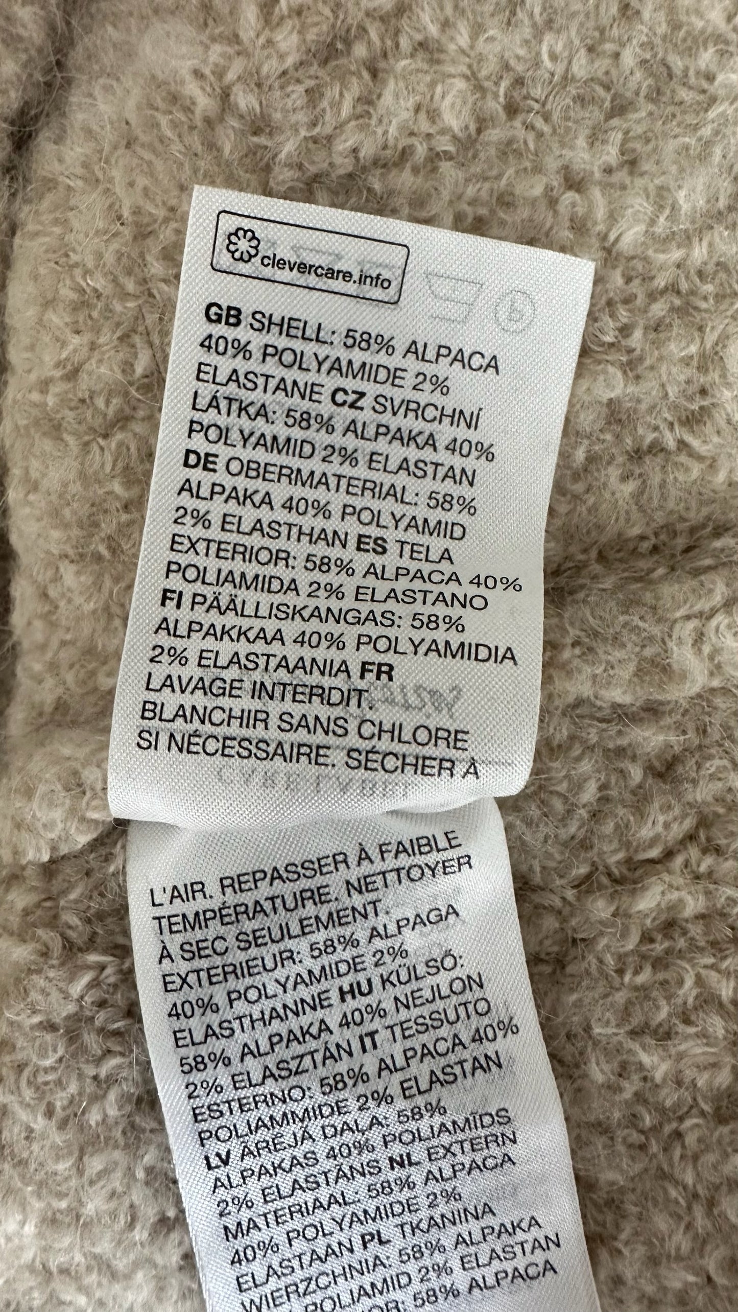 & other stories beige cream alpaca blend knitted wool jumper medium UK 10-12 vgc w25