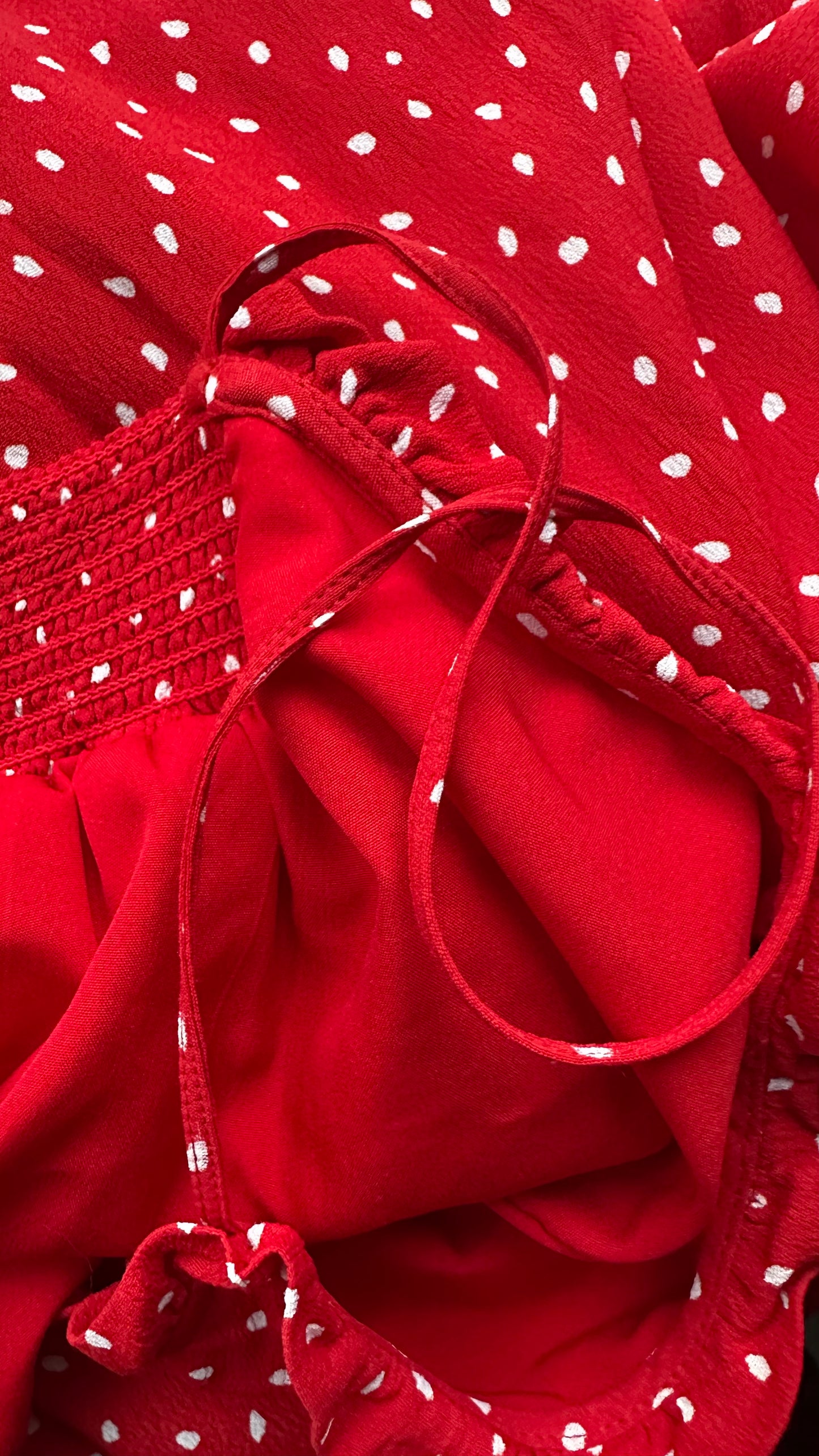 Seen Worn Kept @ Anthropologie red white polka dot side split slip maxi midi dress medium UK 10 12 vgc