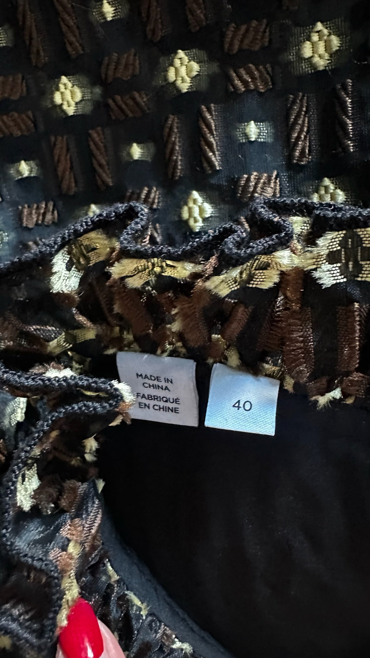 Selected femme @ anthropologie brown gold black mini event dress large UK 12 vgc XMS25