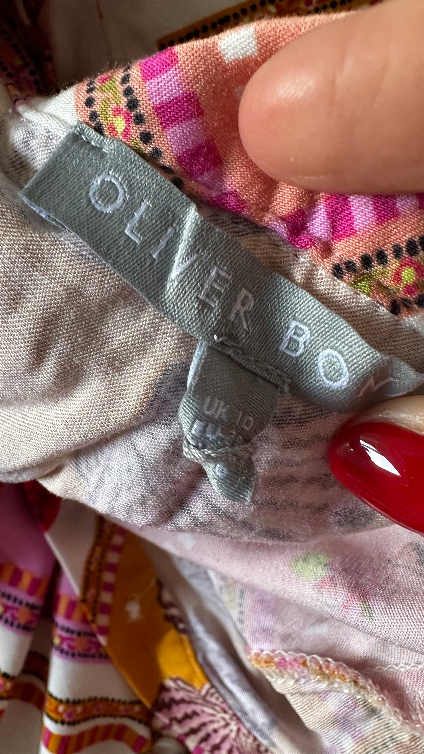 Oliver Bonas red pink shell print holiday shirt dress small medium UK 10-12 vgc