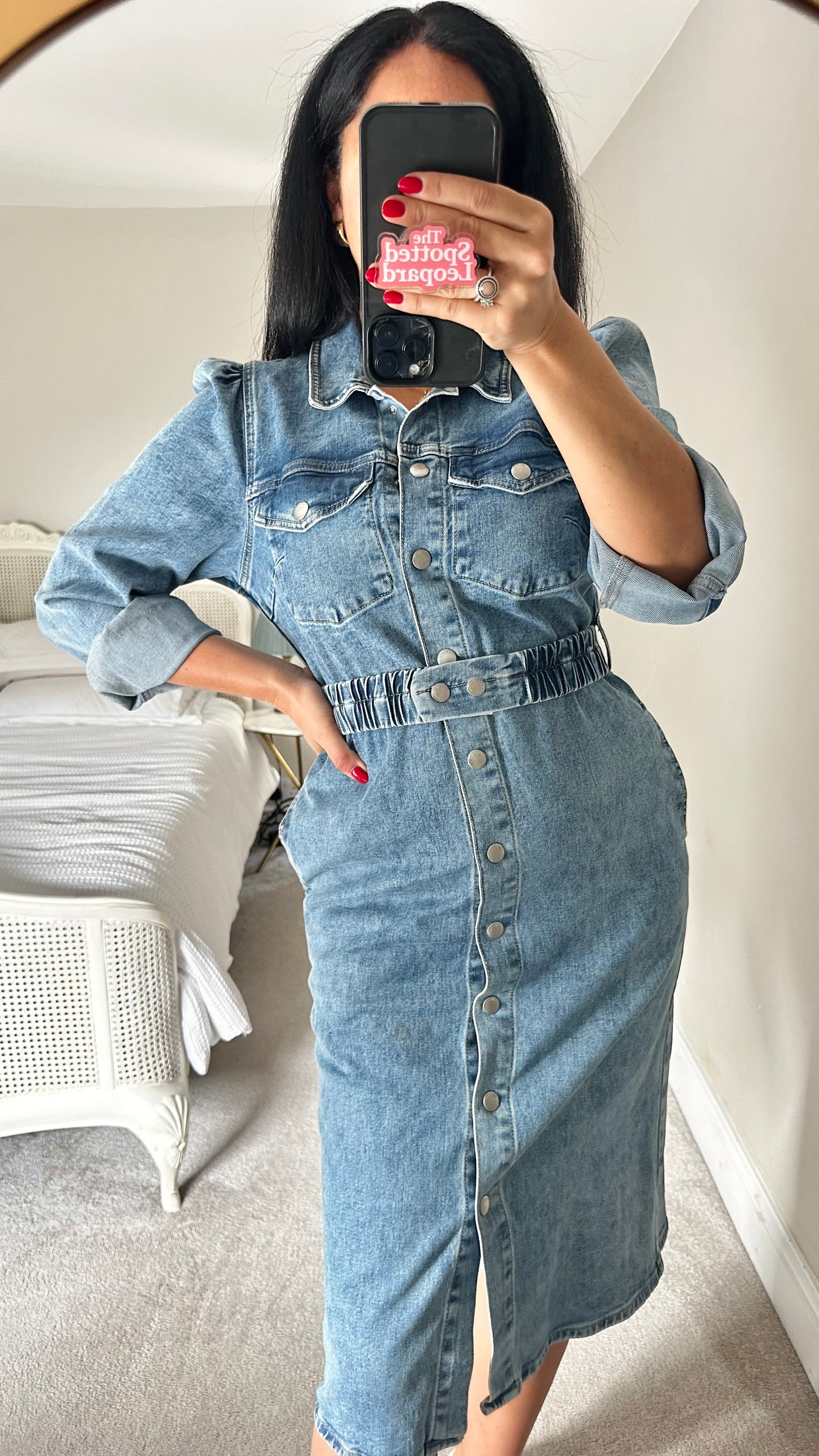 Selected Femme @ Anthropologie light blue denim jeans dress small UK 10 vgc button up