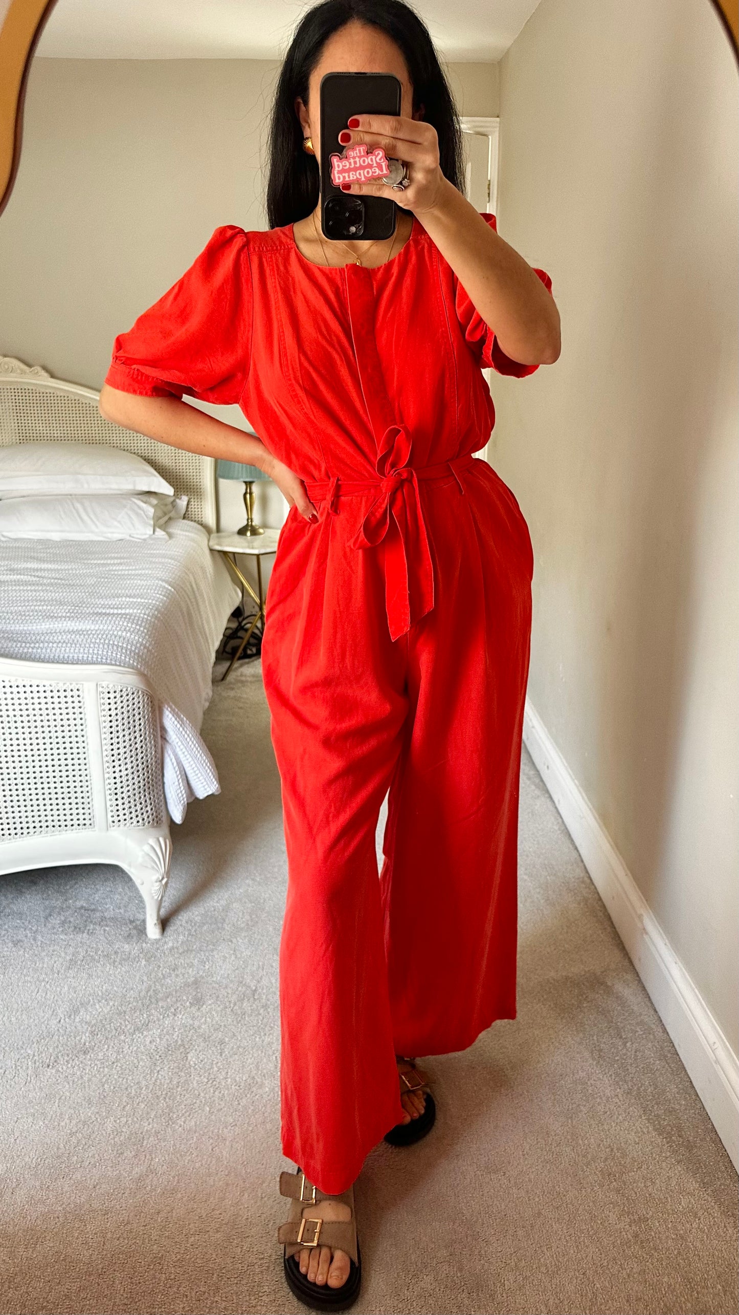 Oliver Bonas coral orange jumpsuit playsuit medium linen blend UK 12 vgc