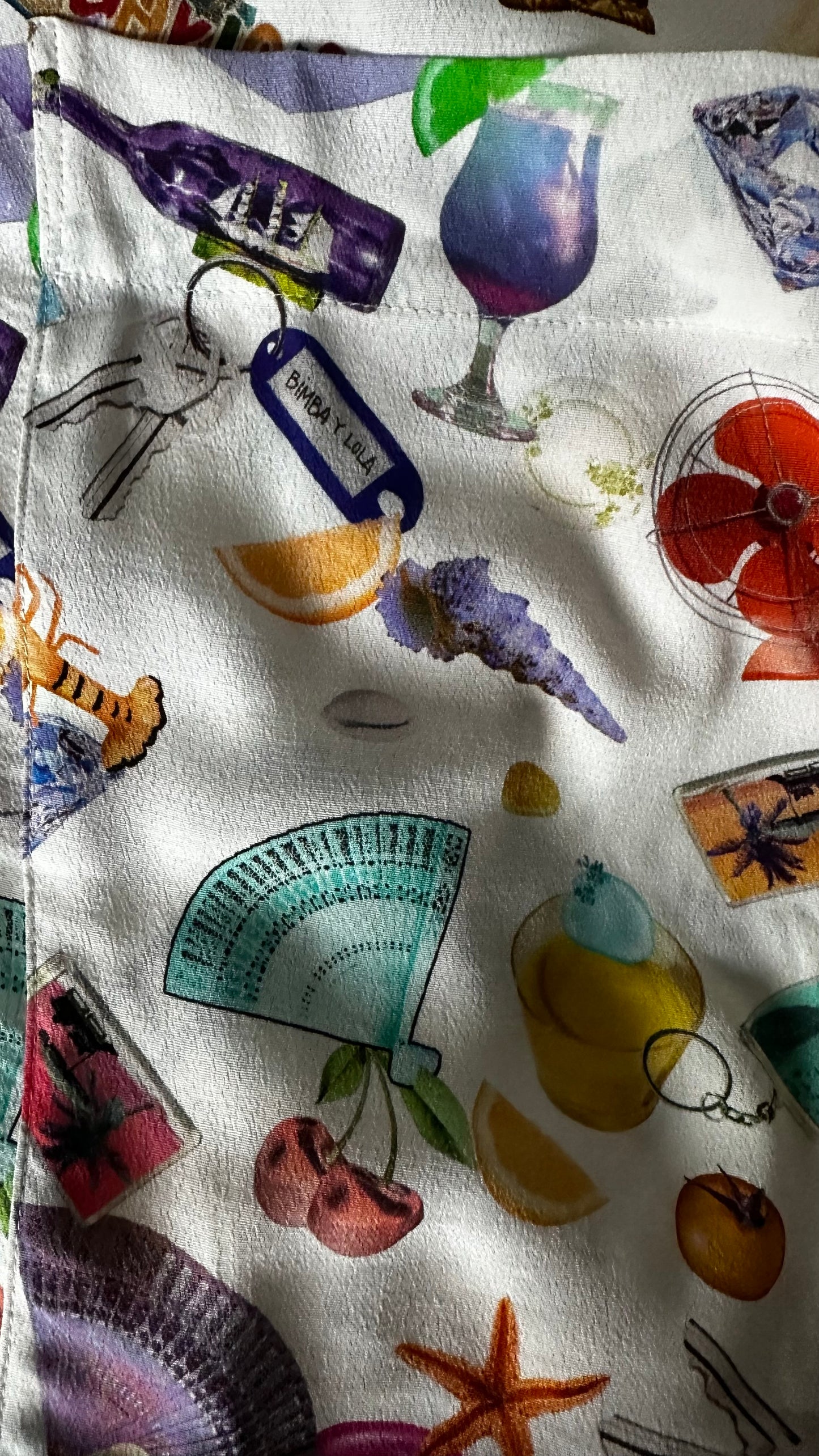 Bimba Y Lola white kitsch fan shell print lucky cat small event dress UK 8 new bnwt