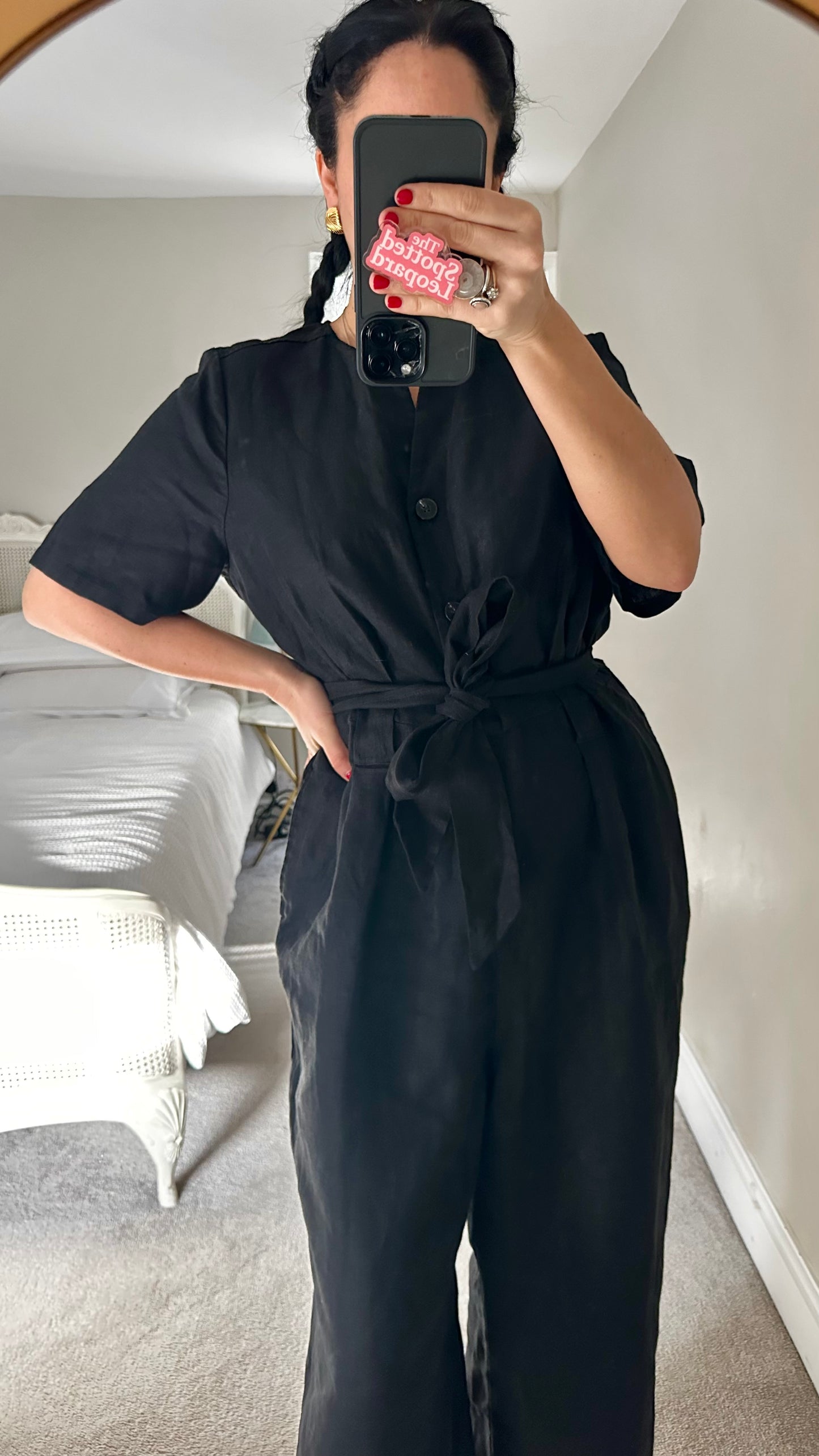 Whistles black pure linen jumpsuit playsuit trousersuit medium UK 14-16 vgc