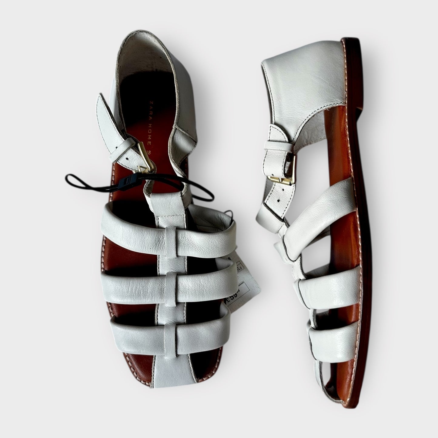 Zara caged leather gladiator fisherman sandal flats shoes EU 39 UK 6 new bnwt