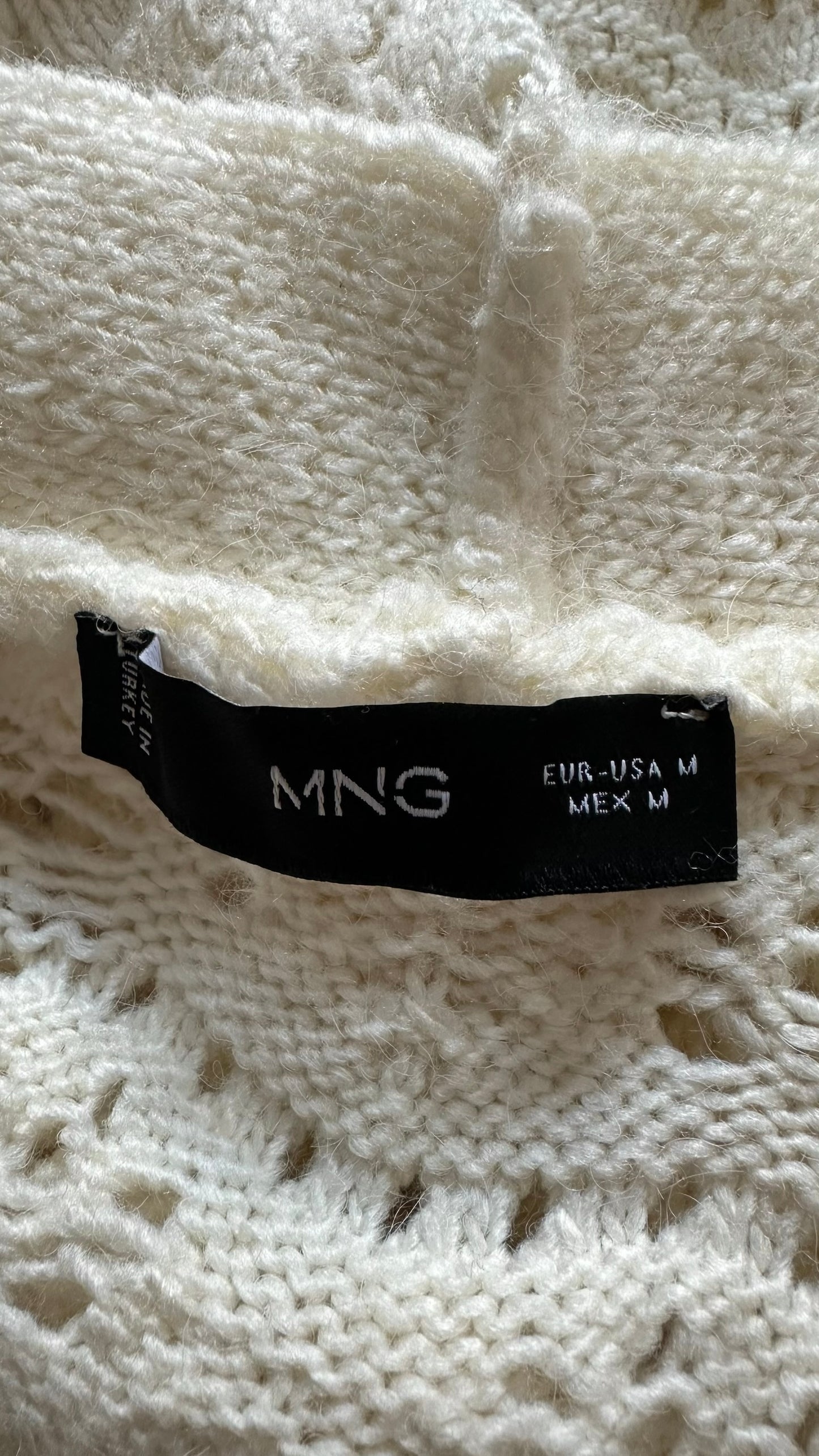 Mango cream white maxi knit cardigan medium M UK 10 12 vgc