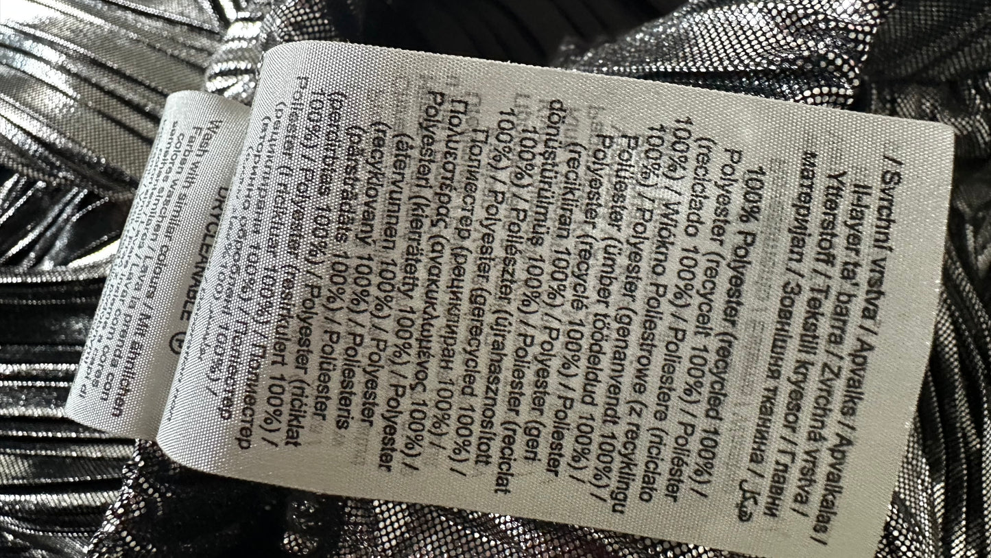 Selected Femme @ Anthropologie silver plissé metallic palazzo trousers large UK 12 14 vgc