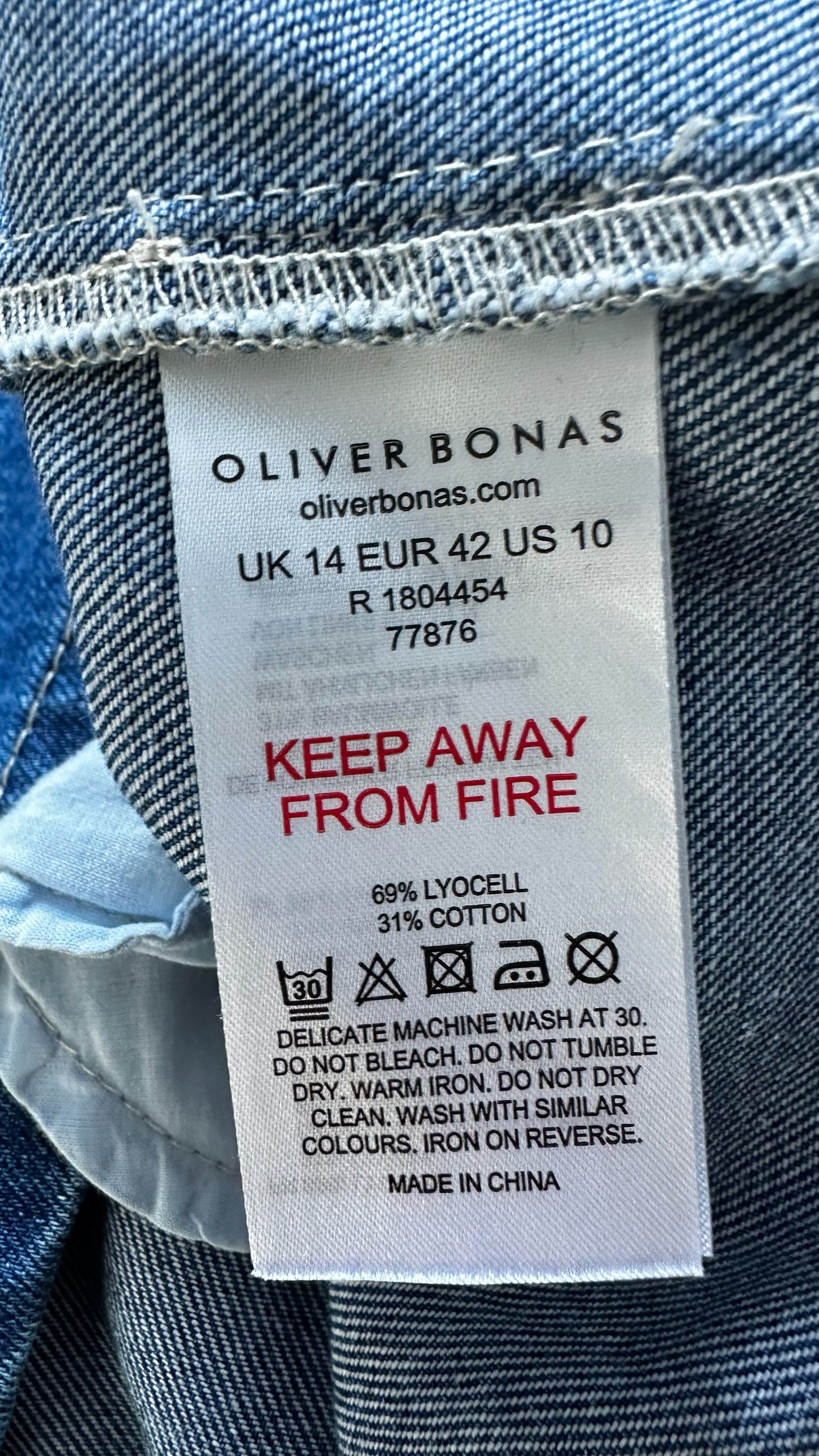 Oliver bonas blue denim zip up jeans dress extra large UK 14 vgc XMS25