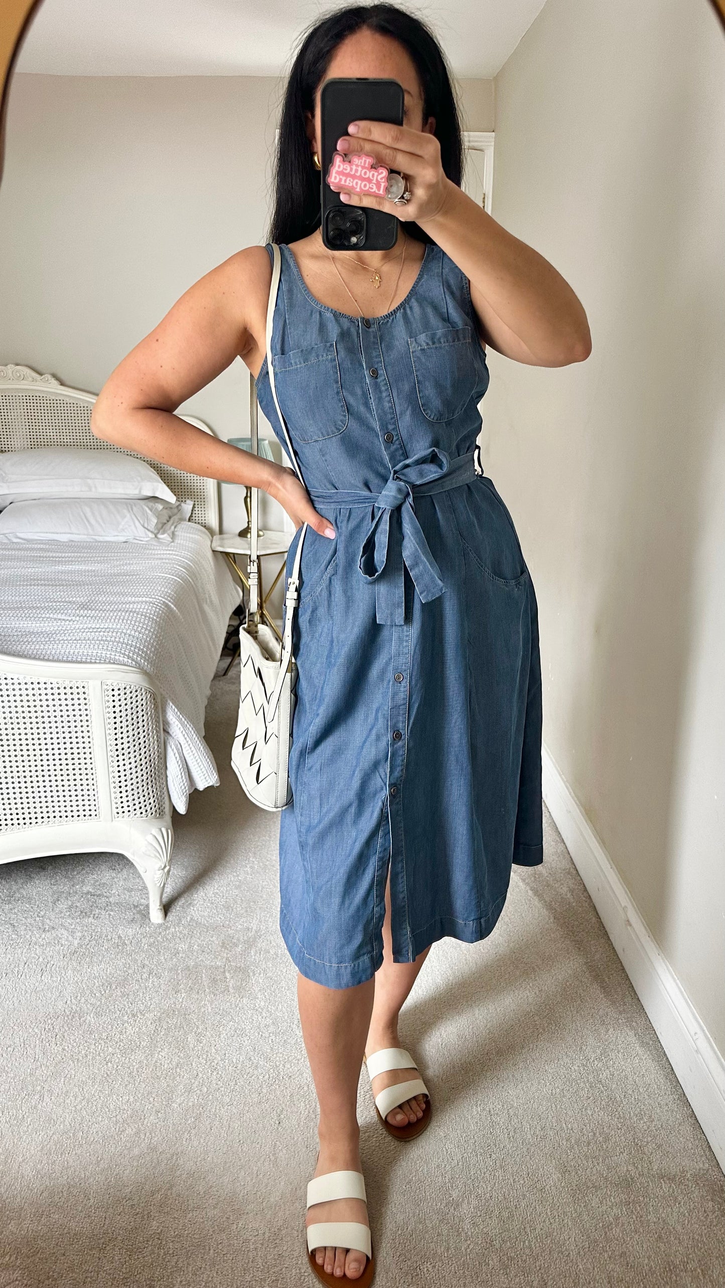 Oliver Bonas blue button up denim jean dress small UK 10 vgc