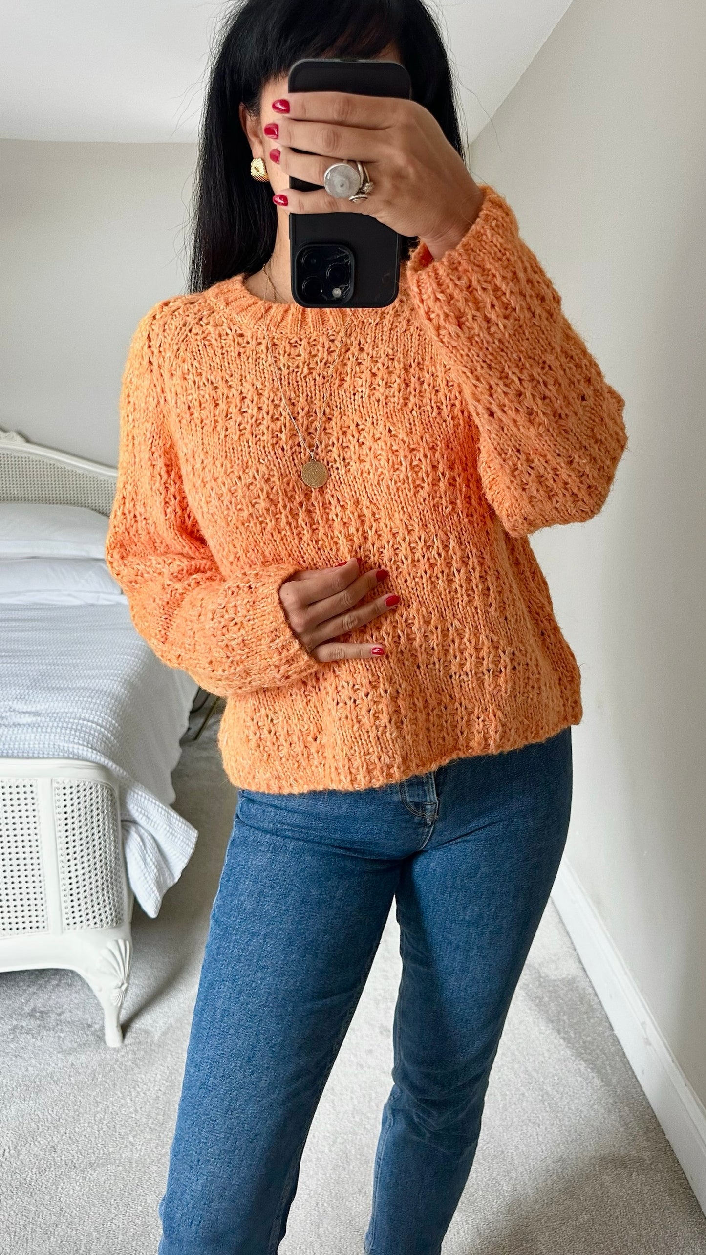 Numph @ Anthropologie orange alpaca wool blend knitted jumper medium UK 10 vgc