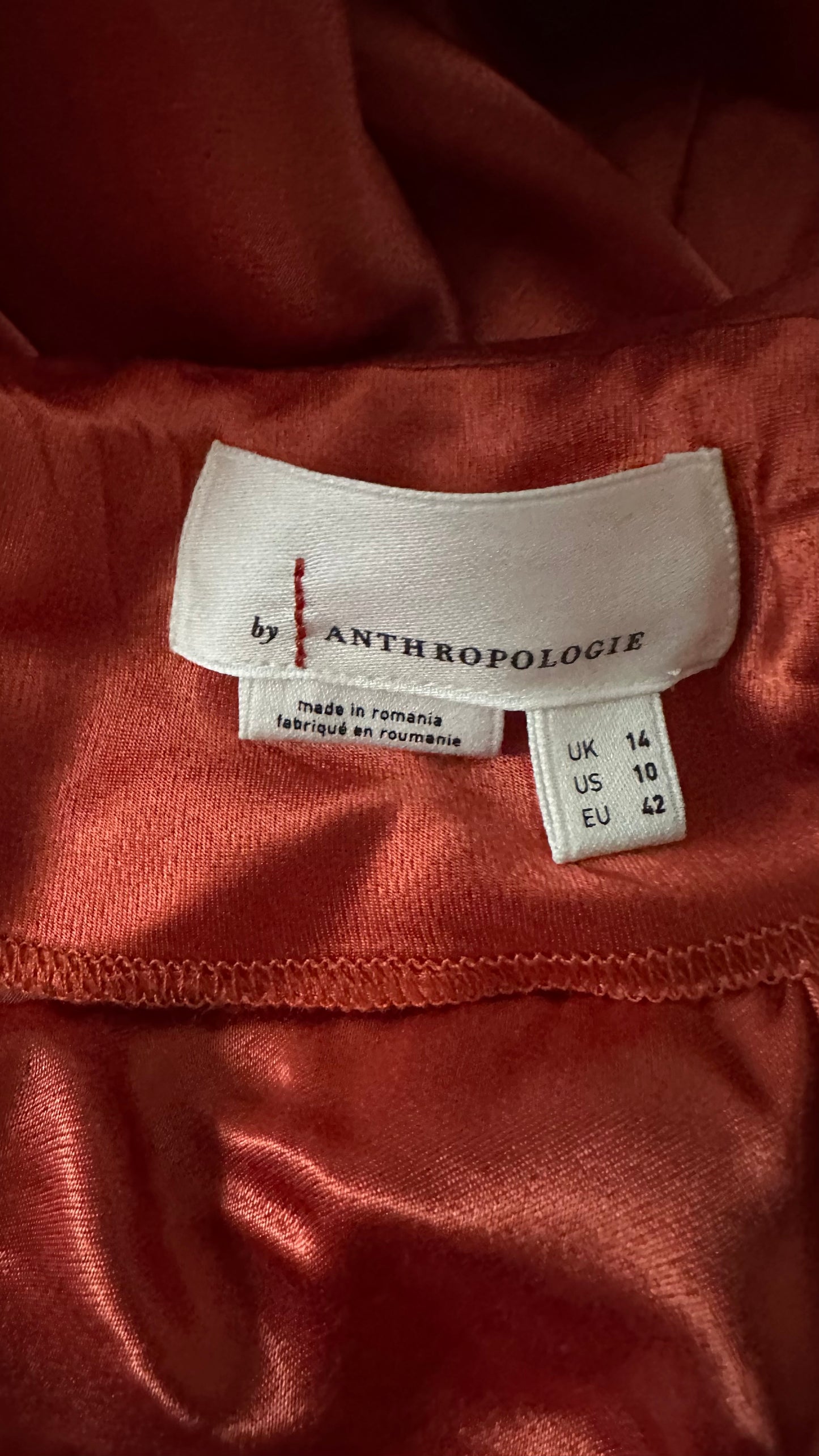 Anthropologie burnt orange strapless slip maxi wedding guest event dress medium UK 14 vgc