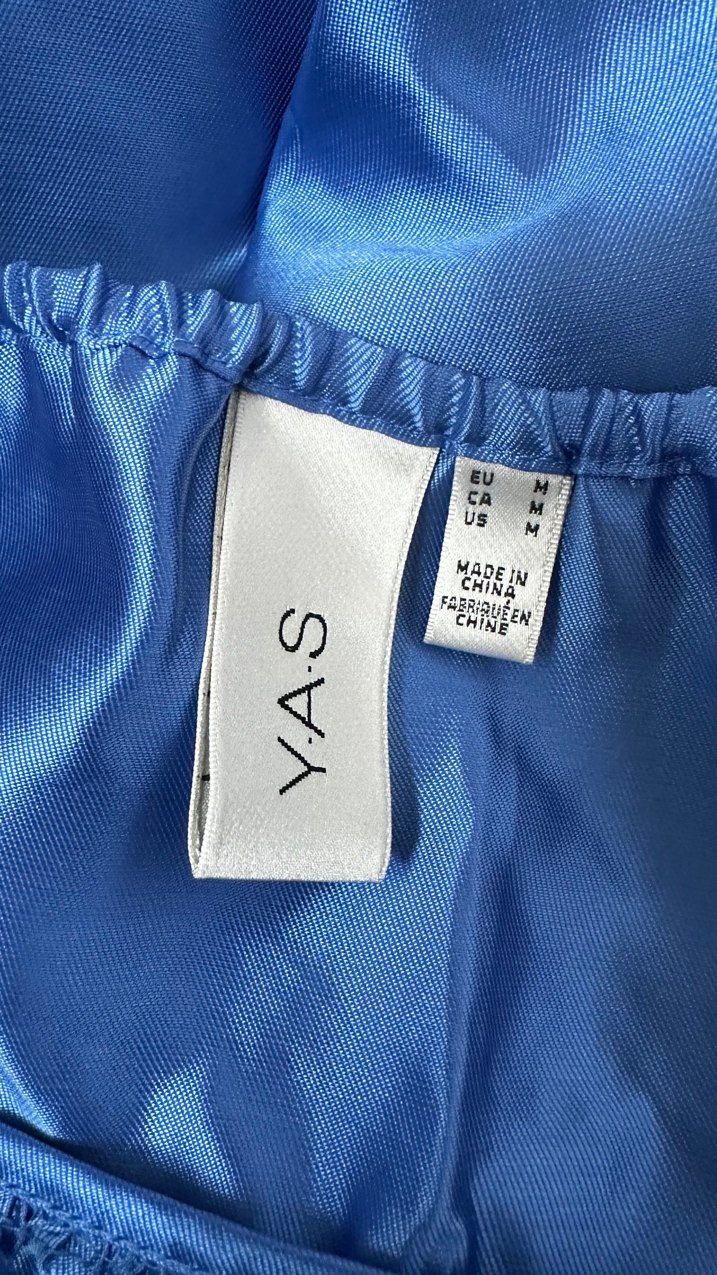 YAS royal blue taffeta satin style tiered maxi dress medium UK 10-12 vgc event