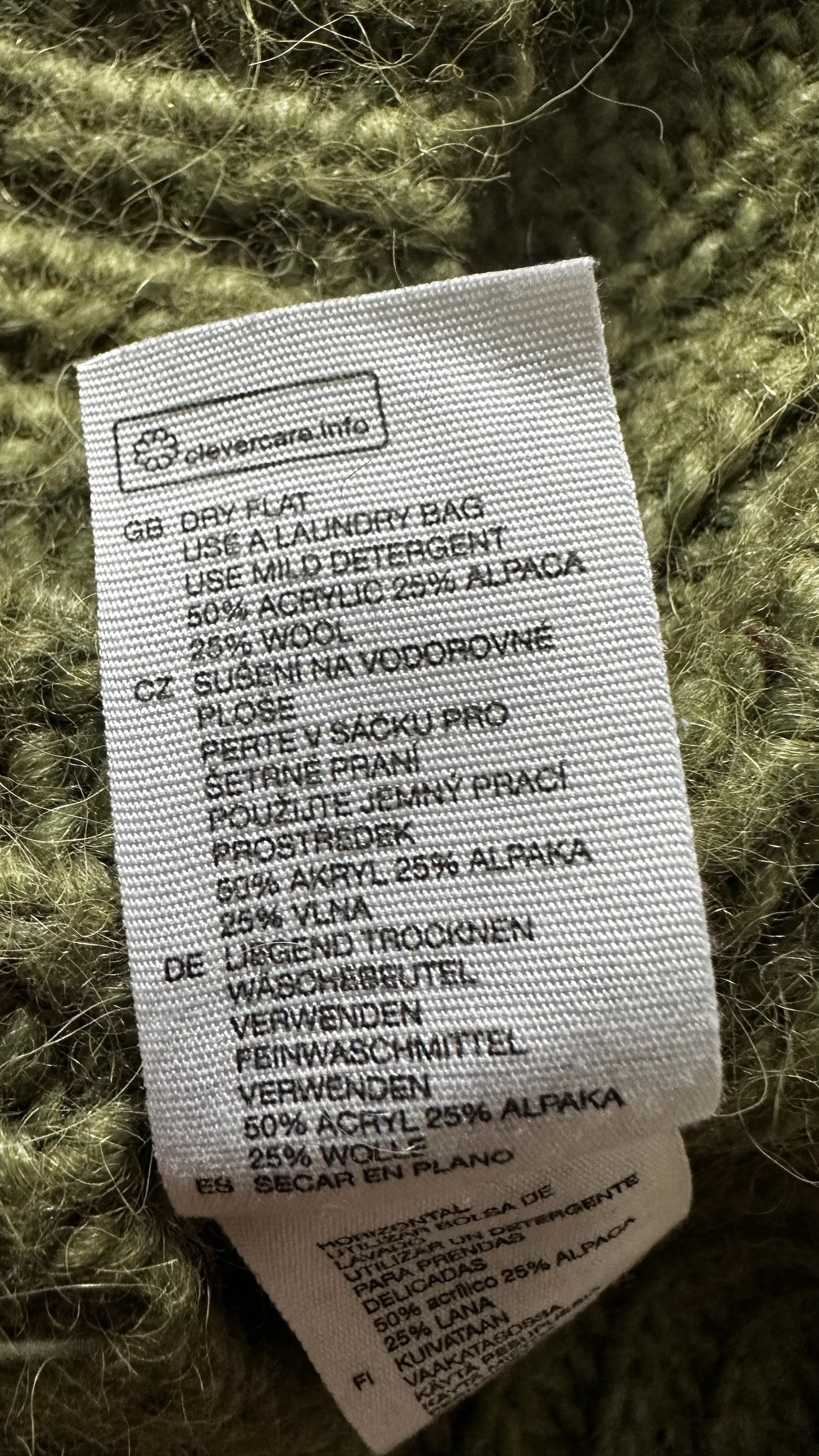 & other stories khaki olive green alpaca wool blend knitted jumper small medium UK 10 vgc XMS25