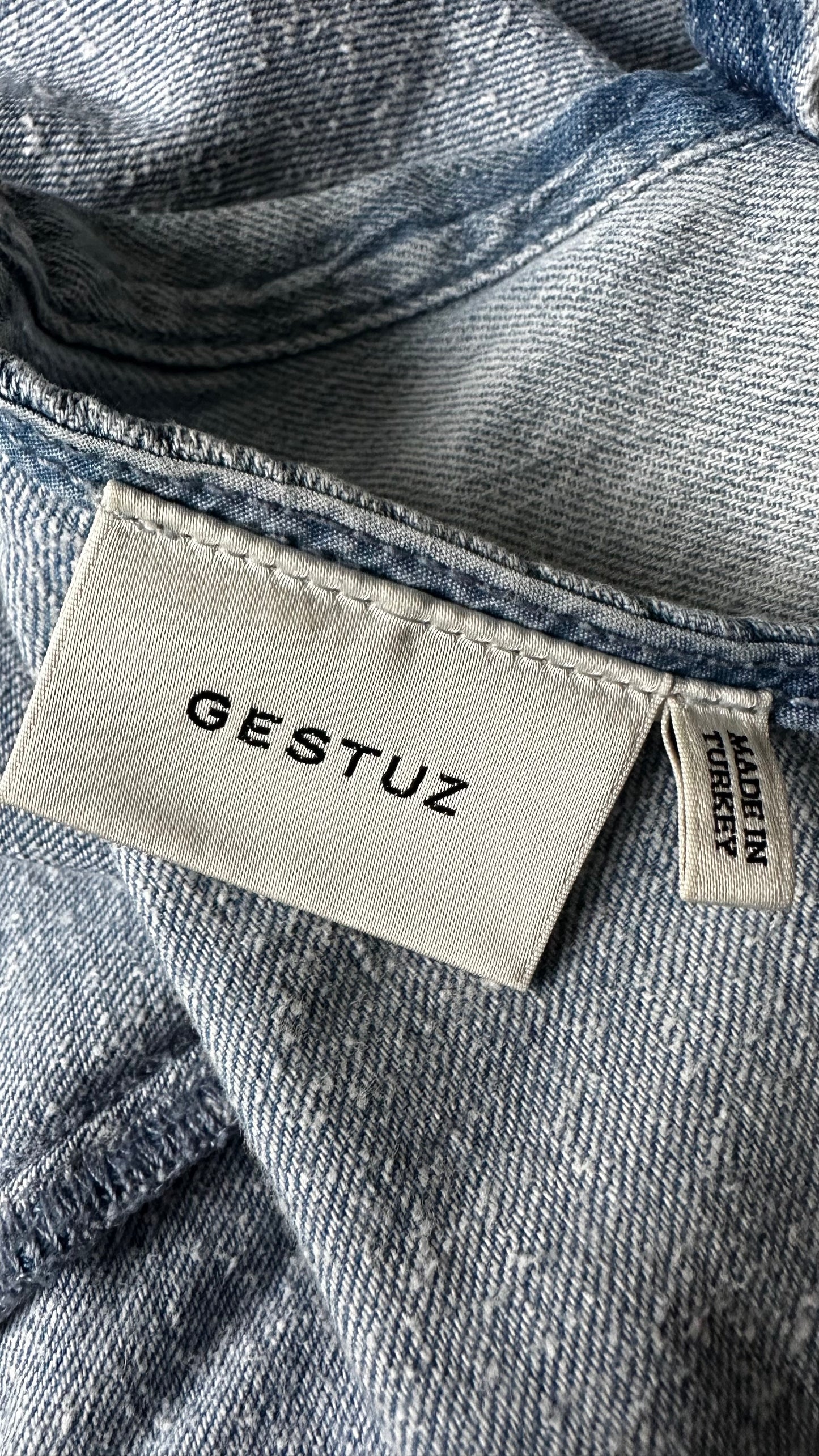 Gestuz light blue denim jeans tiered midi long dress small UK 8 vgc