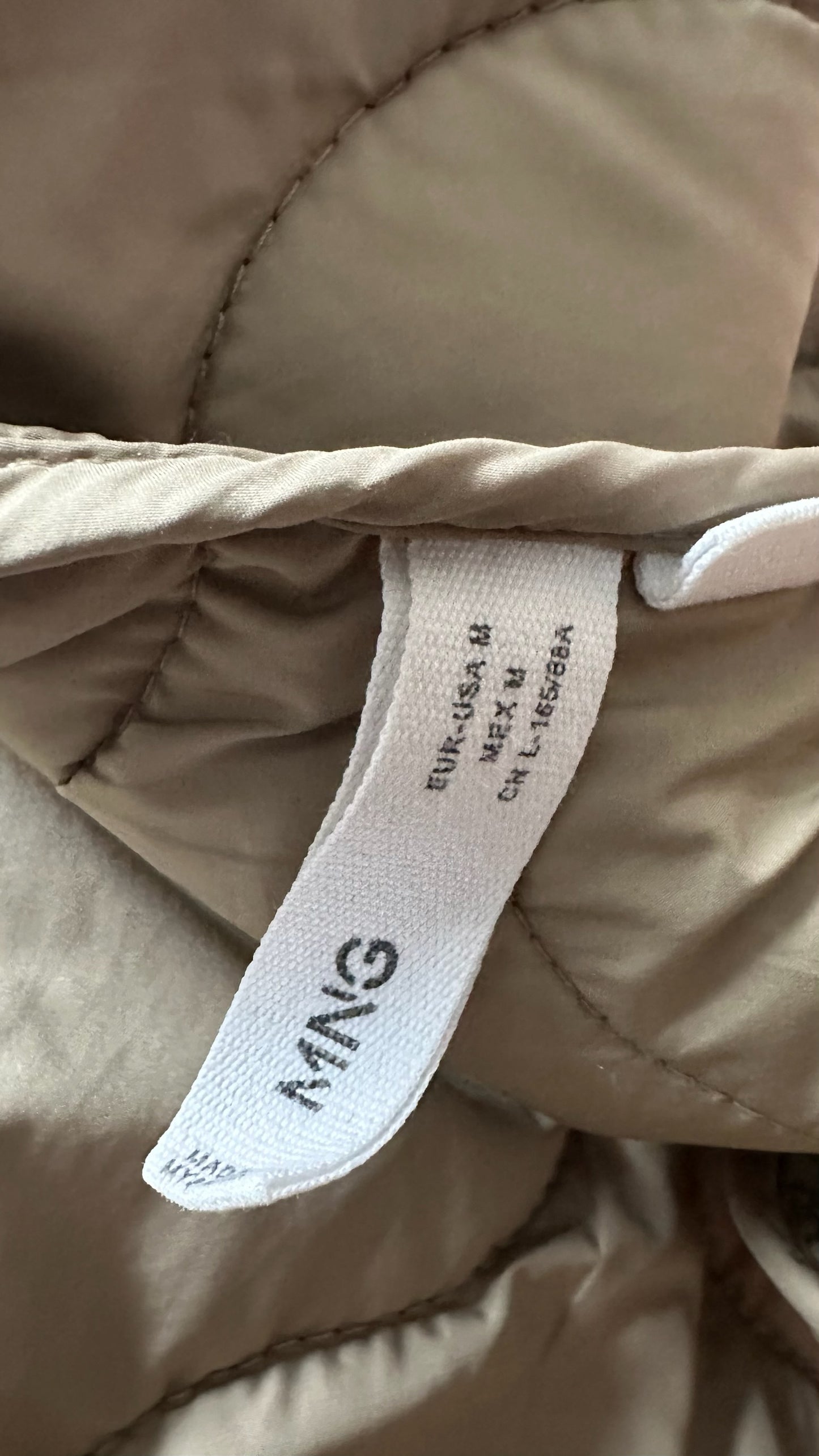 Mango khaki beige quilted jacket coat medium UK 10-12 vgc XMS25