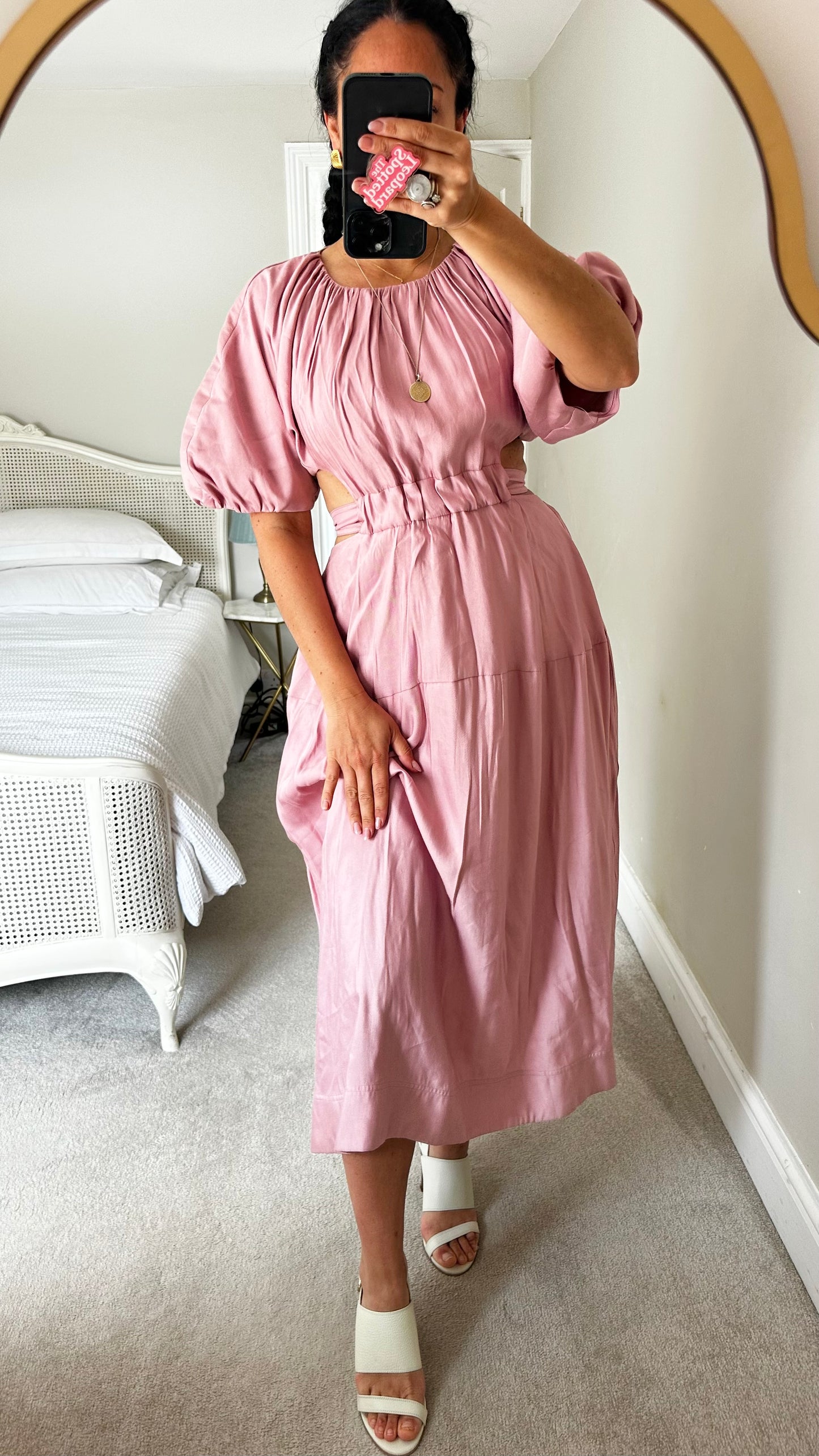Jovonna rose pink long midi wedding guest dress large UK 12-14 new bnwt