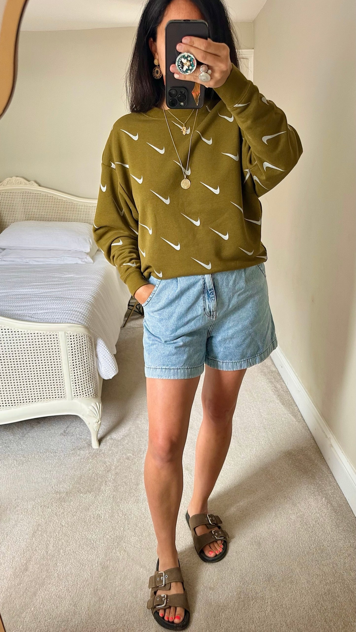 Nike acid green oversized sweater jumper sportswear top extra small small medium large UK 10-12 vgc