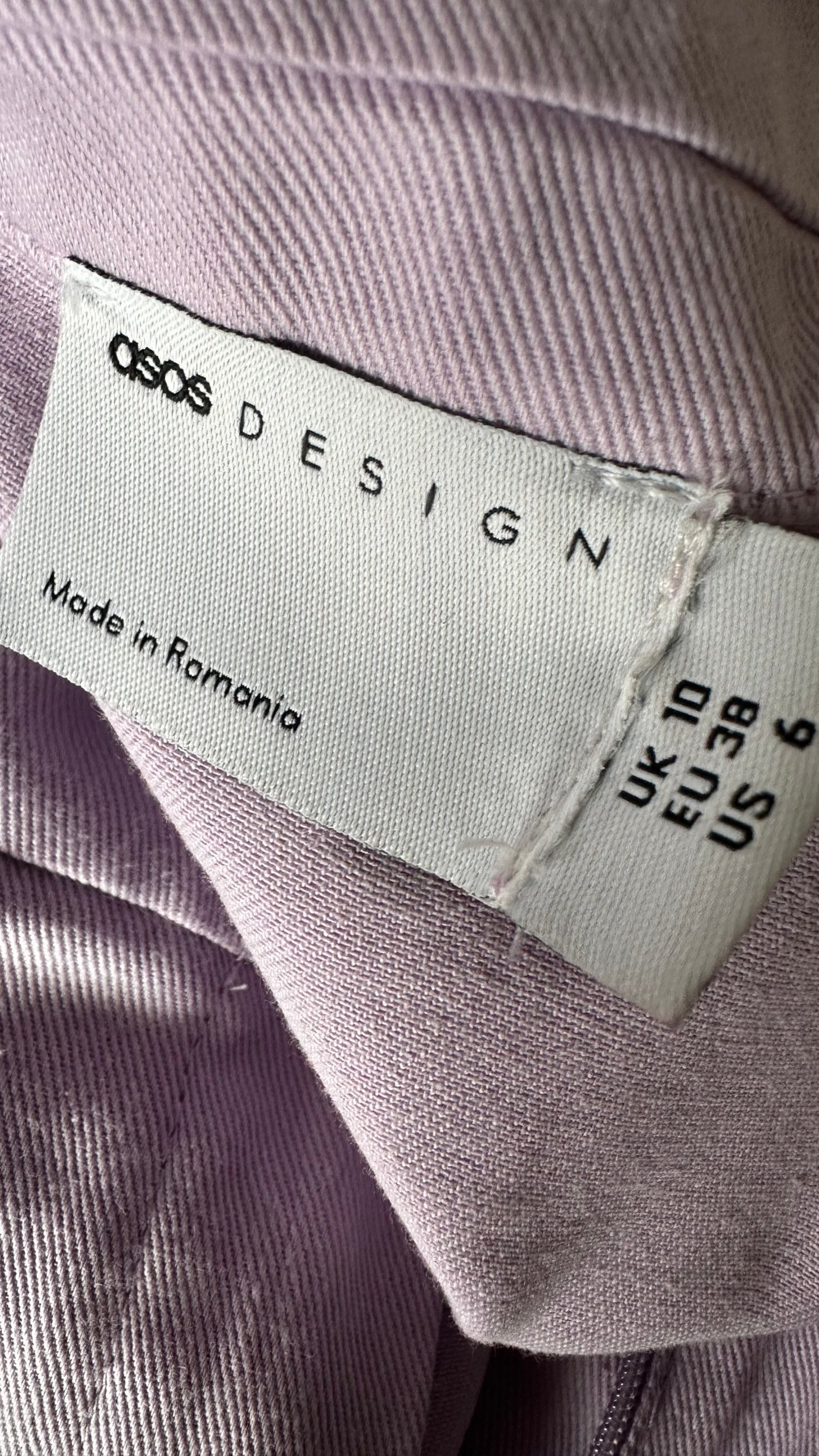 ASOS lilac cotton jumpsuit playsuit boilersuit flared small UK 10 vgc