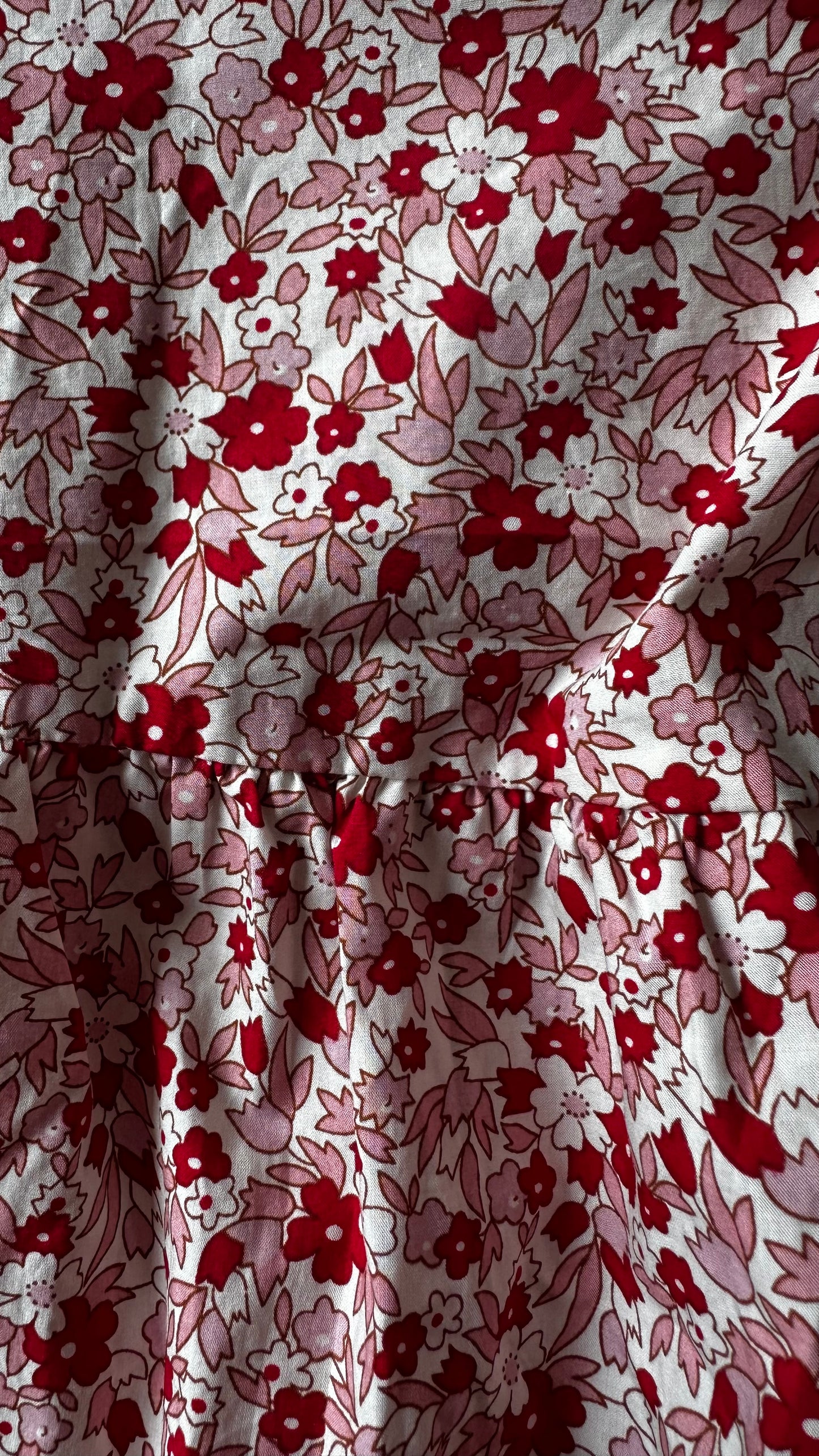 & other stories pink red floral tiered mini dress small medium UK 10 12 14